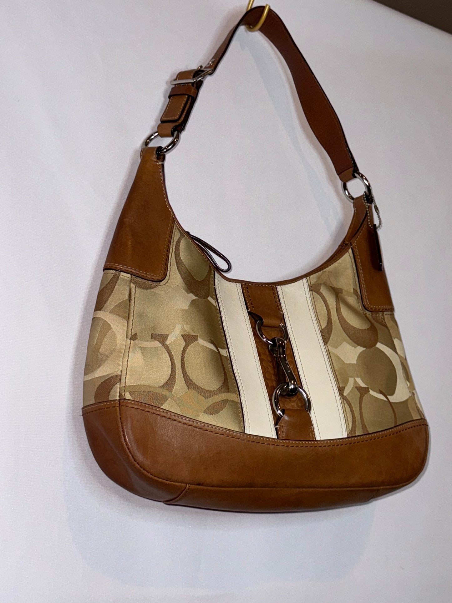 Vintage Y2K Coach Brown Canvas Hobo Shoulder Bag