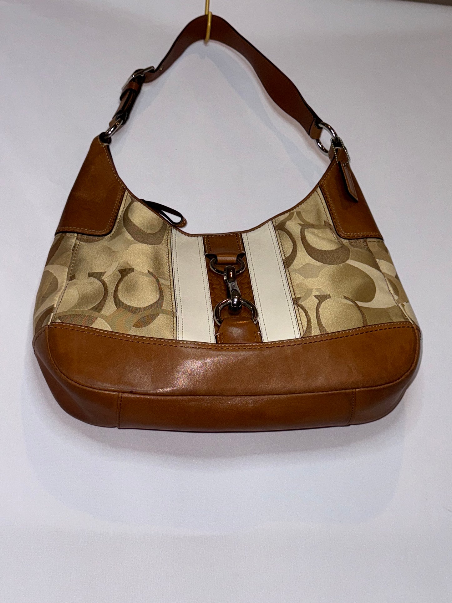 Vintage Y2K Coach Brown Canvas Hobo Shoulder Bag