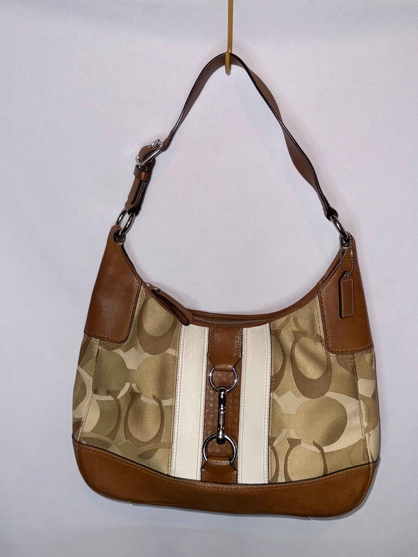 Vintage Y2K Coach Brown Canvas Hobo Shoulder Bag