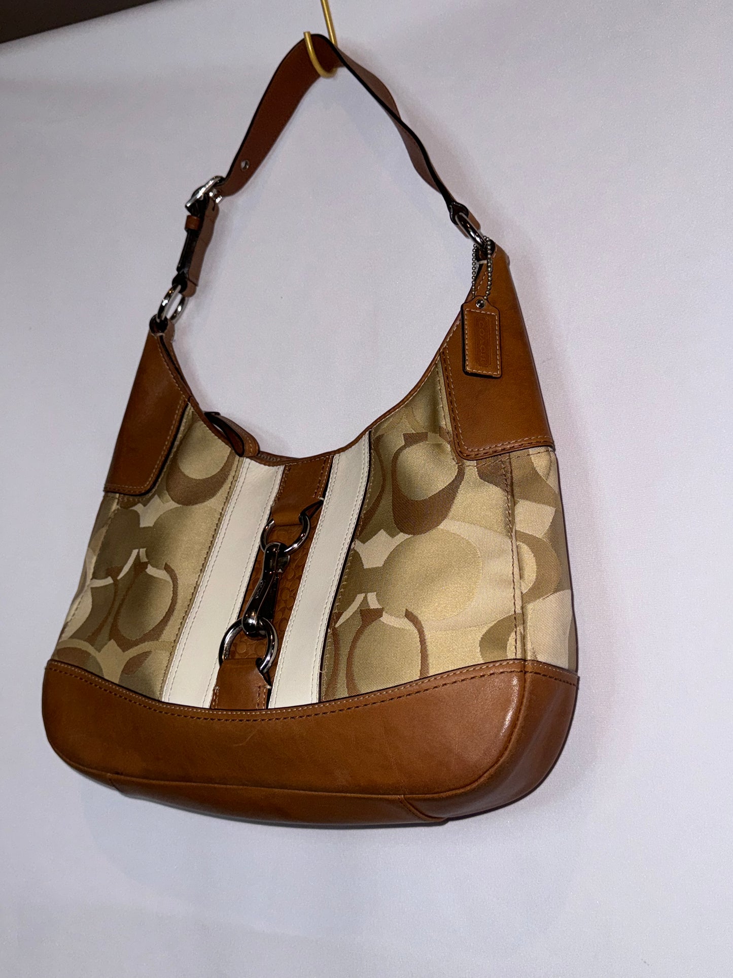 Vintage Y2K Coach Brown Canvas Hobo Shoulder Bag