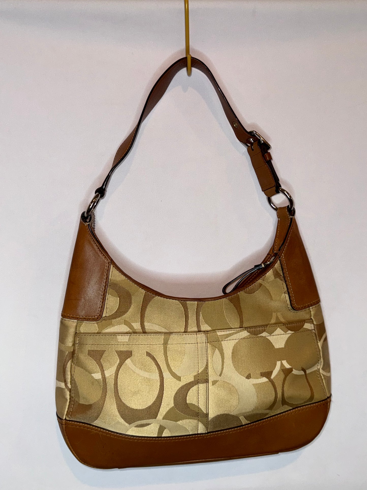 Vintage Y2K Coach Brown Canvas Hobo Shoulder Bag