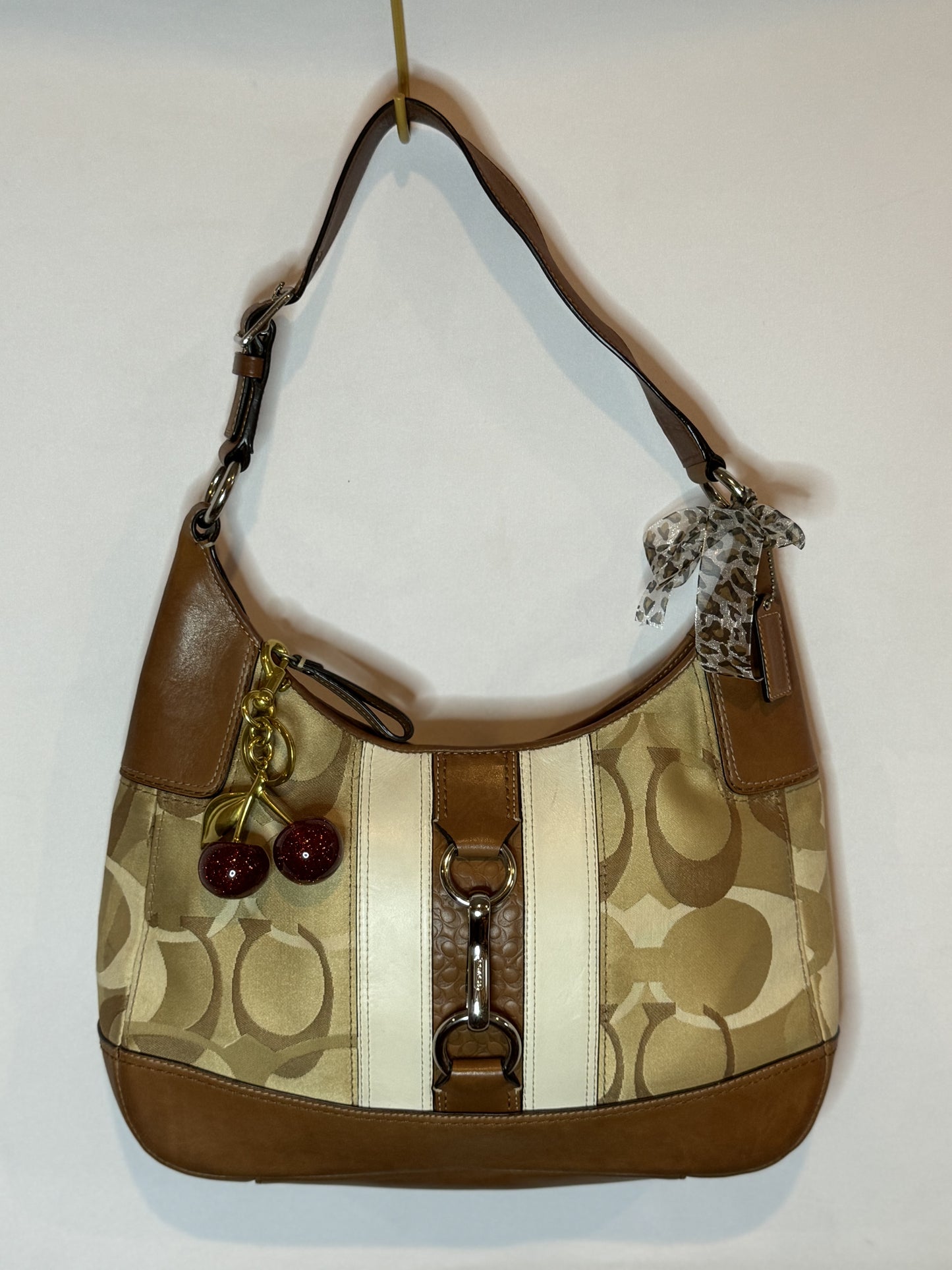 Vintage Y2K Coach Brown Canvas Hobo Shoulder Bag