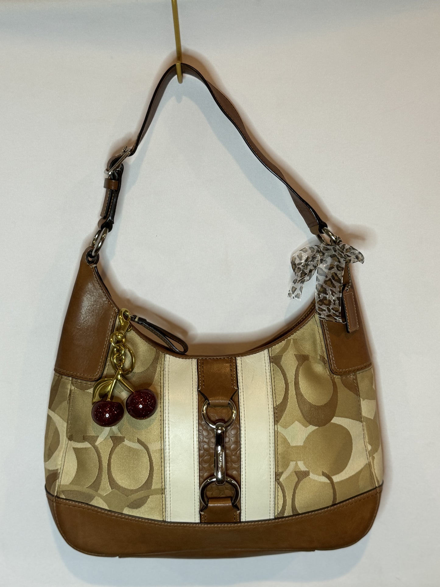 Vintage Y2K Coach Brown Canvas Hobo Shoulder Bag