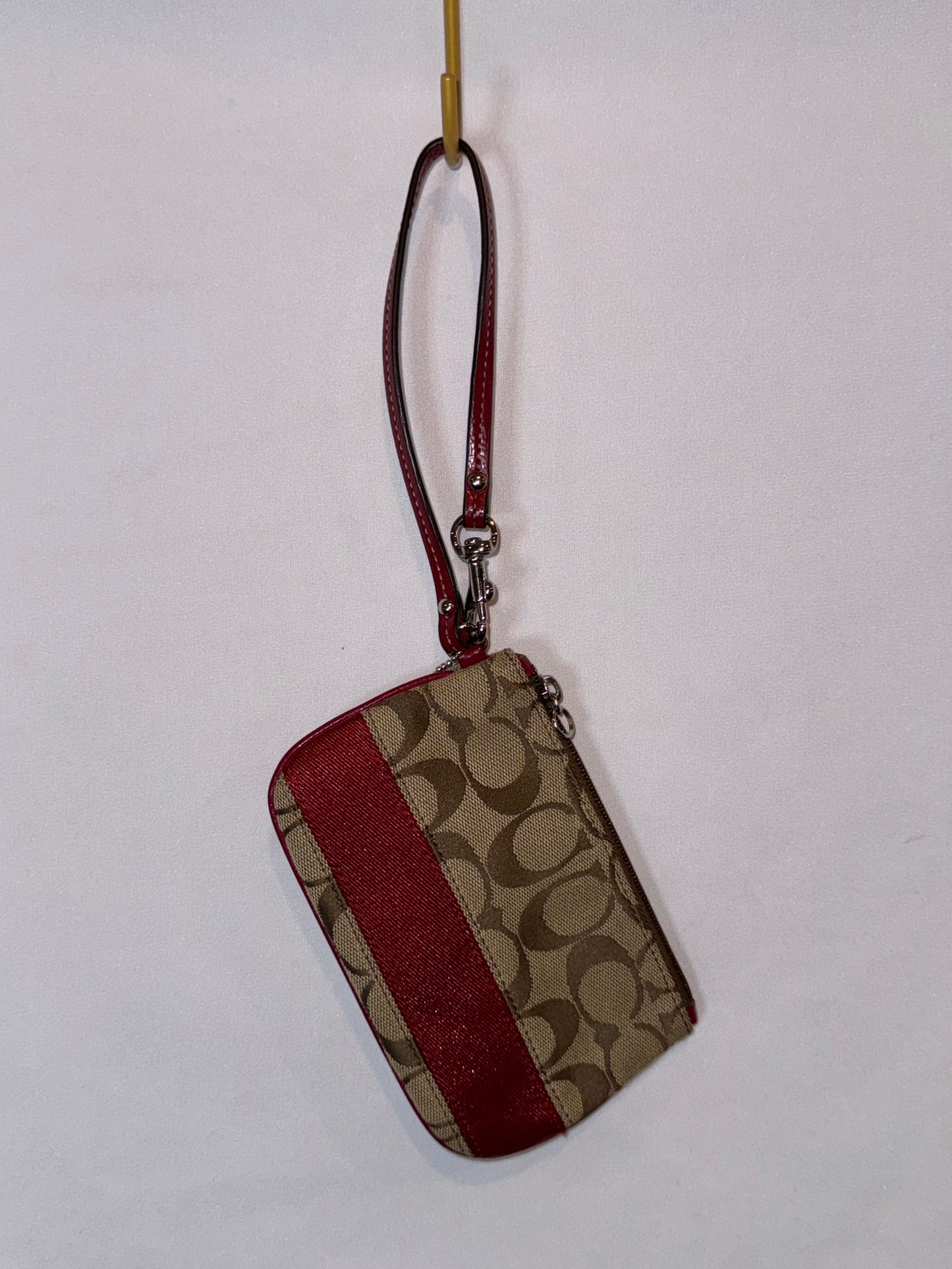 Vintage Y2K Coach Red and Brown Canvas Tote Back and Wristlet Matching Set