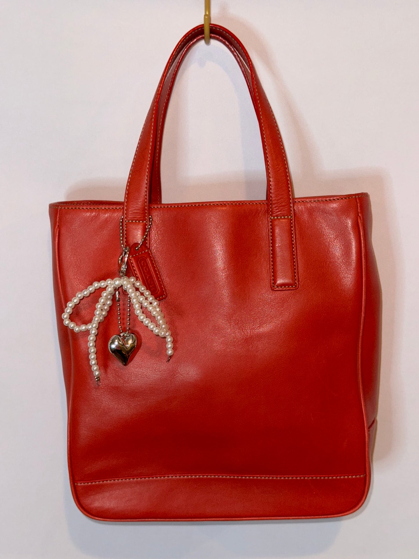 Vintage Coach Red Small Bucket Tote Bag