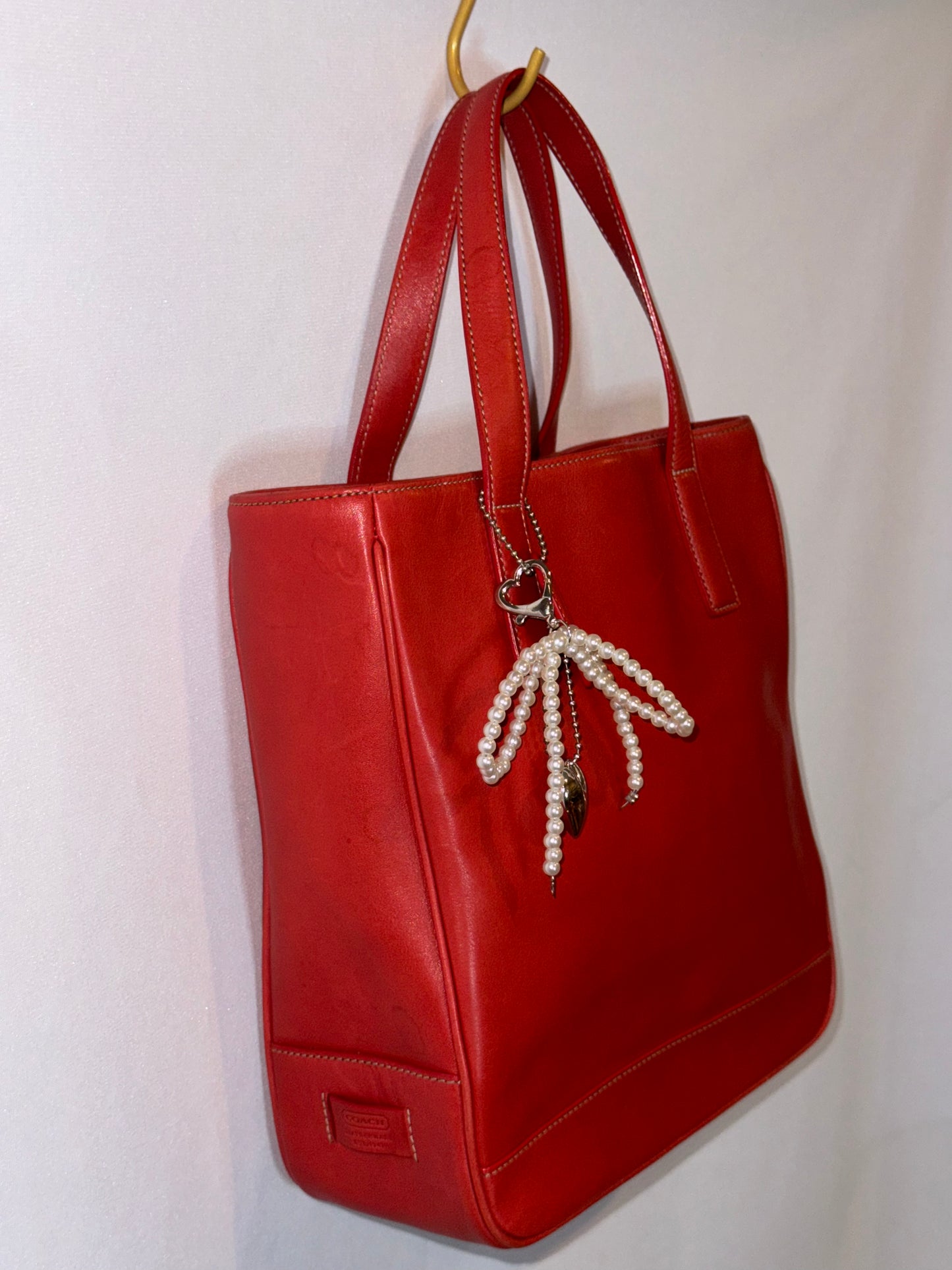 Vintage Coach Red Small Bucket Tote Bag