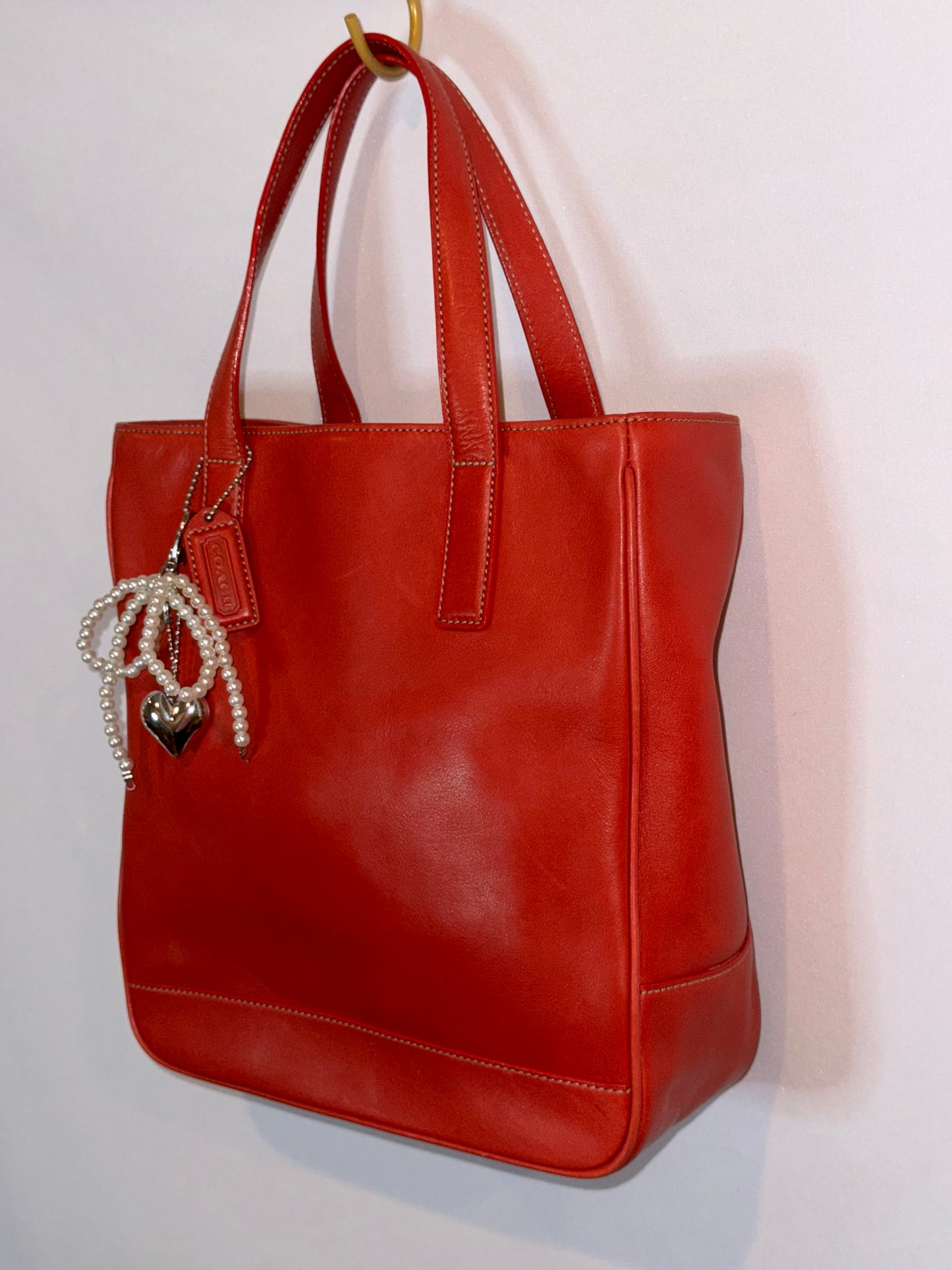 Vintage Coach Red Small Bucket Tote Bag