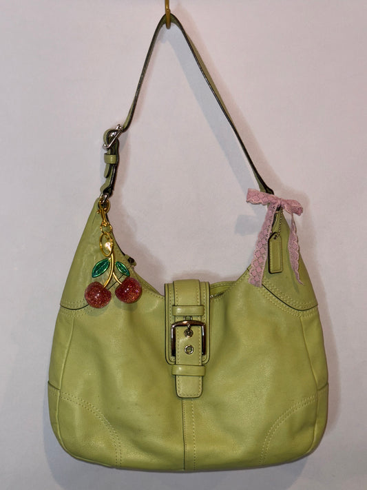 Vintage Y2K Coach Hampton Green Leather Hobo Shoulder Bag