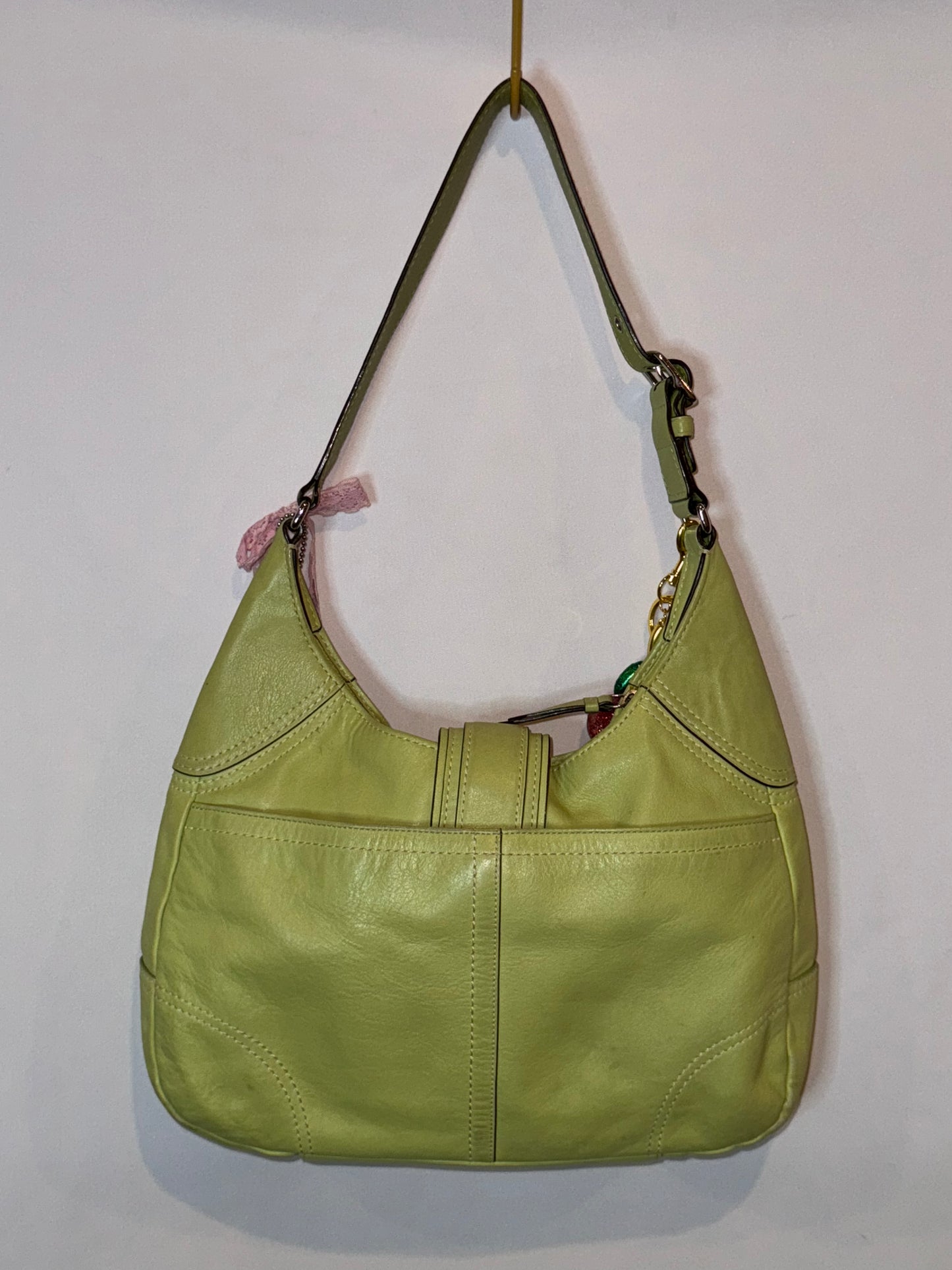 Vintage Y2K Coach Hampton Green Leather Hobo Shoulder Bag