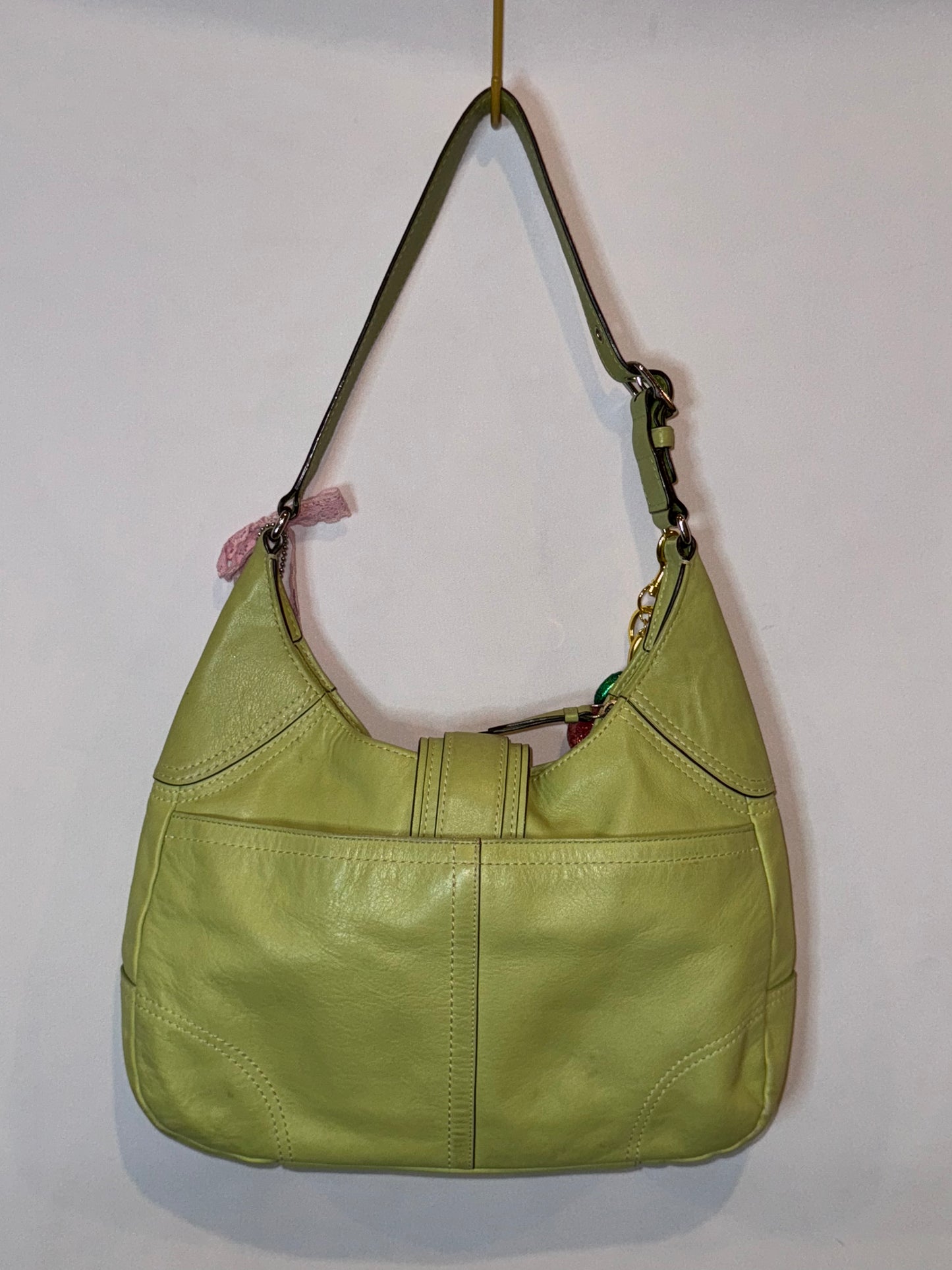 Vintage Y2K Coach Hampton Green Leather Hobo Shoulder Bag