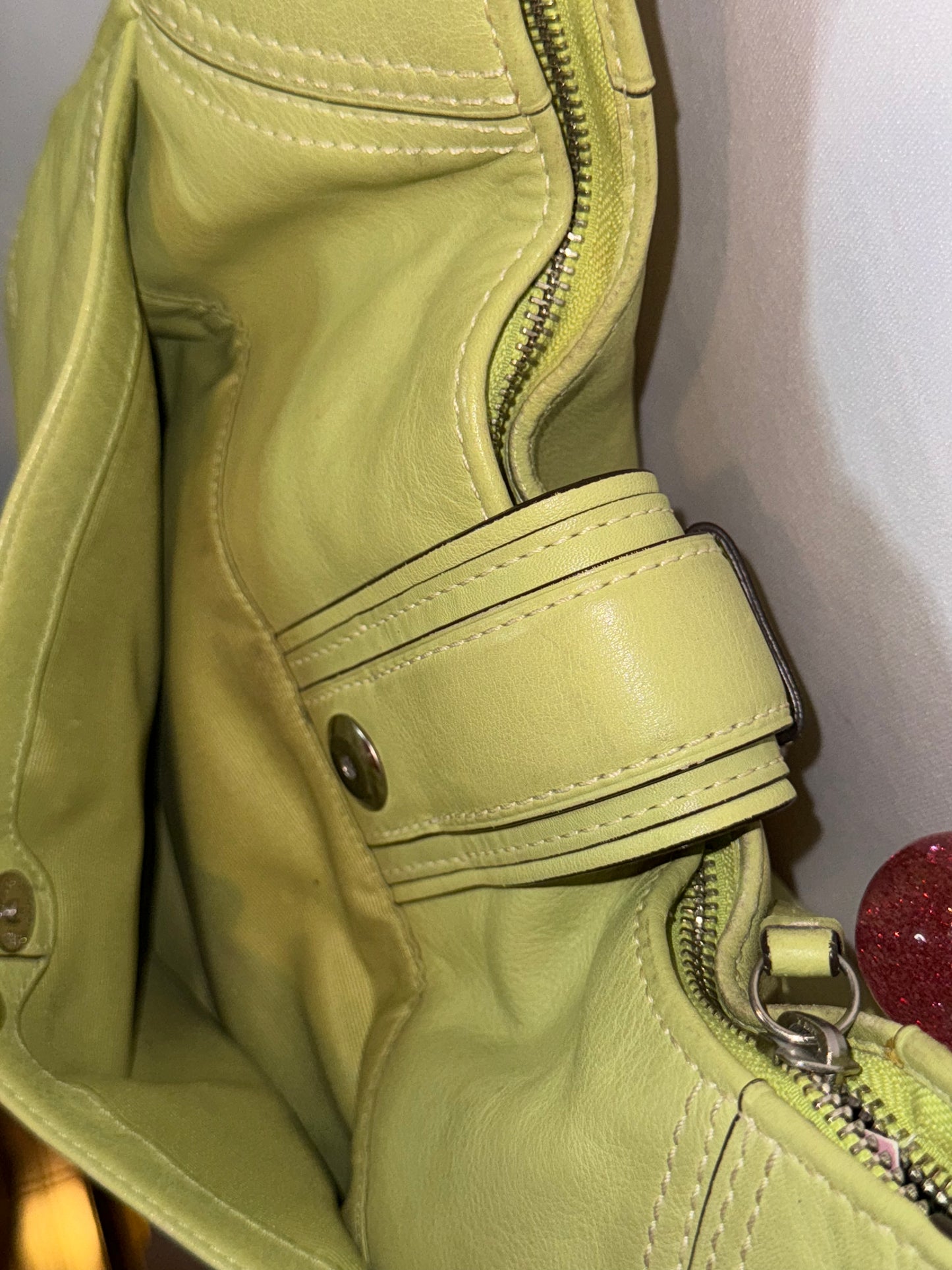 Vintage Y2K Coach Hampton Green Leather Hobo Shoulder Bag