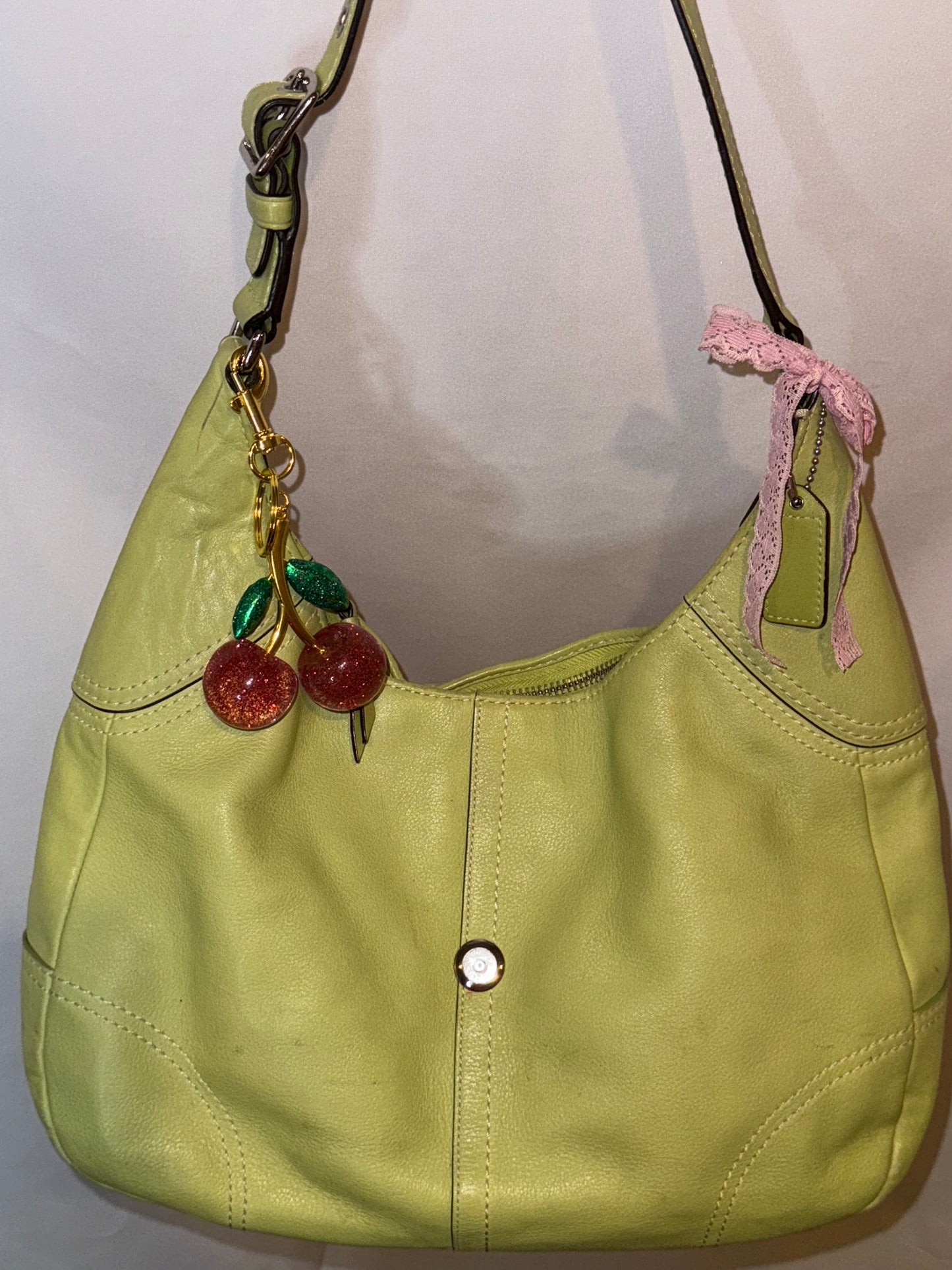 Vintage Y2K Coach Hampton Green Leather Hobo Shoulder Bag