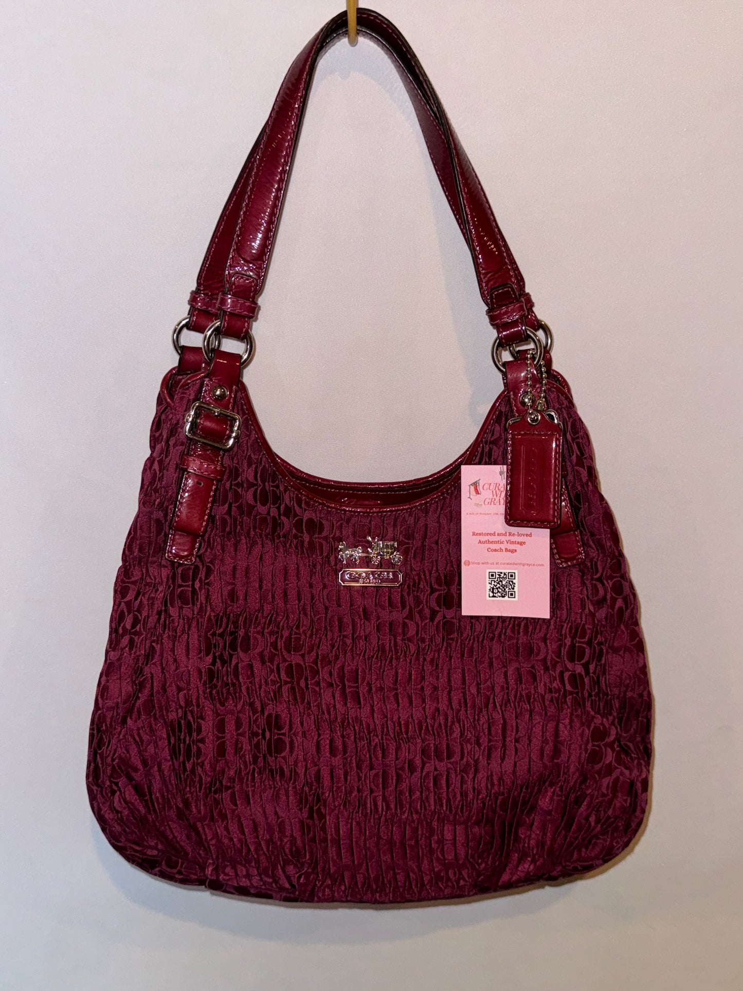 Vintage Y2K Burgundy Coach Monogram Hobo Bag