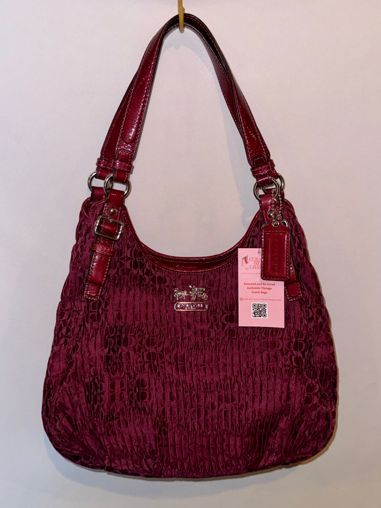 Vintage Y2K Burgundy Coach Monogram Hobo Bag