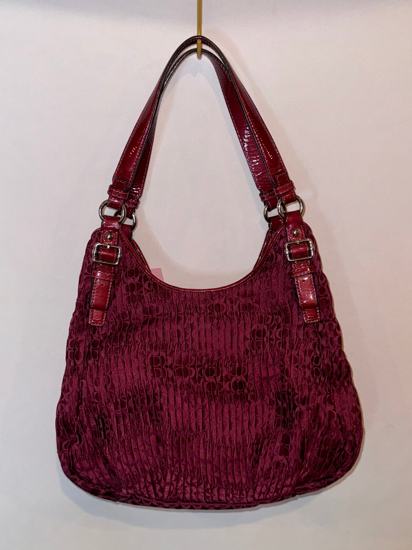 Vintage Y2K Burgundy Coach Monogram Hobo Bag