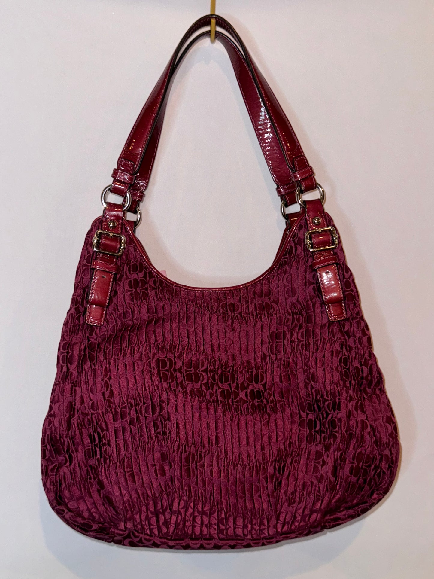 Vintage Y2K Burgundy Coach Monogram Hobo Bag