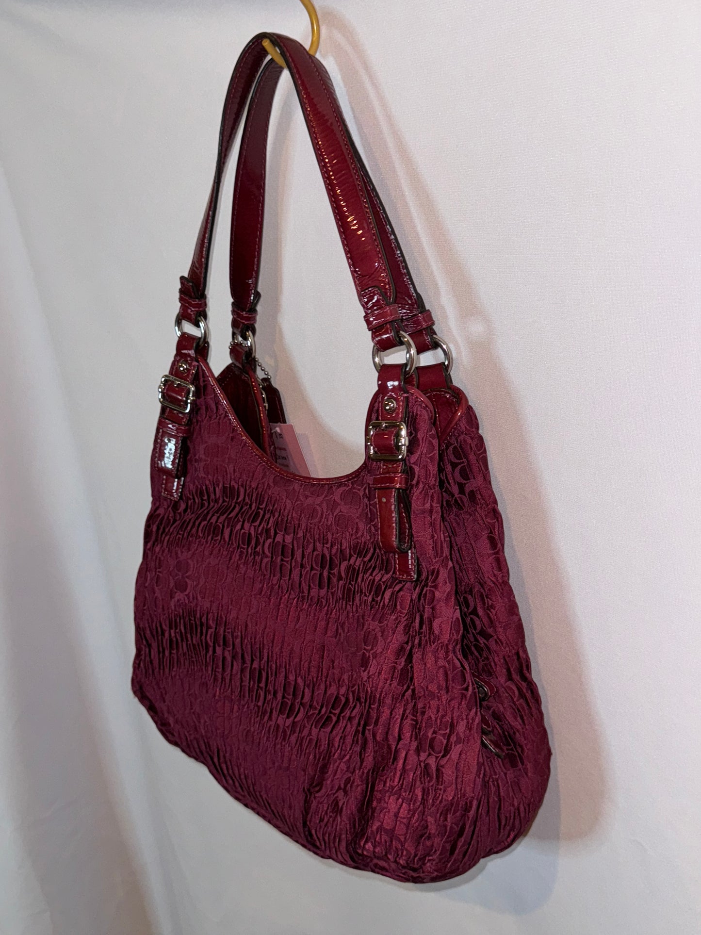 Vintage Y2K Burgundy Coach Monogram Hobo Bag