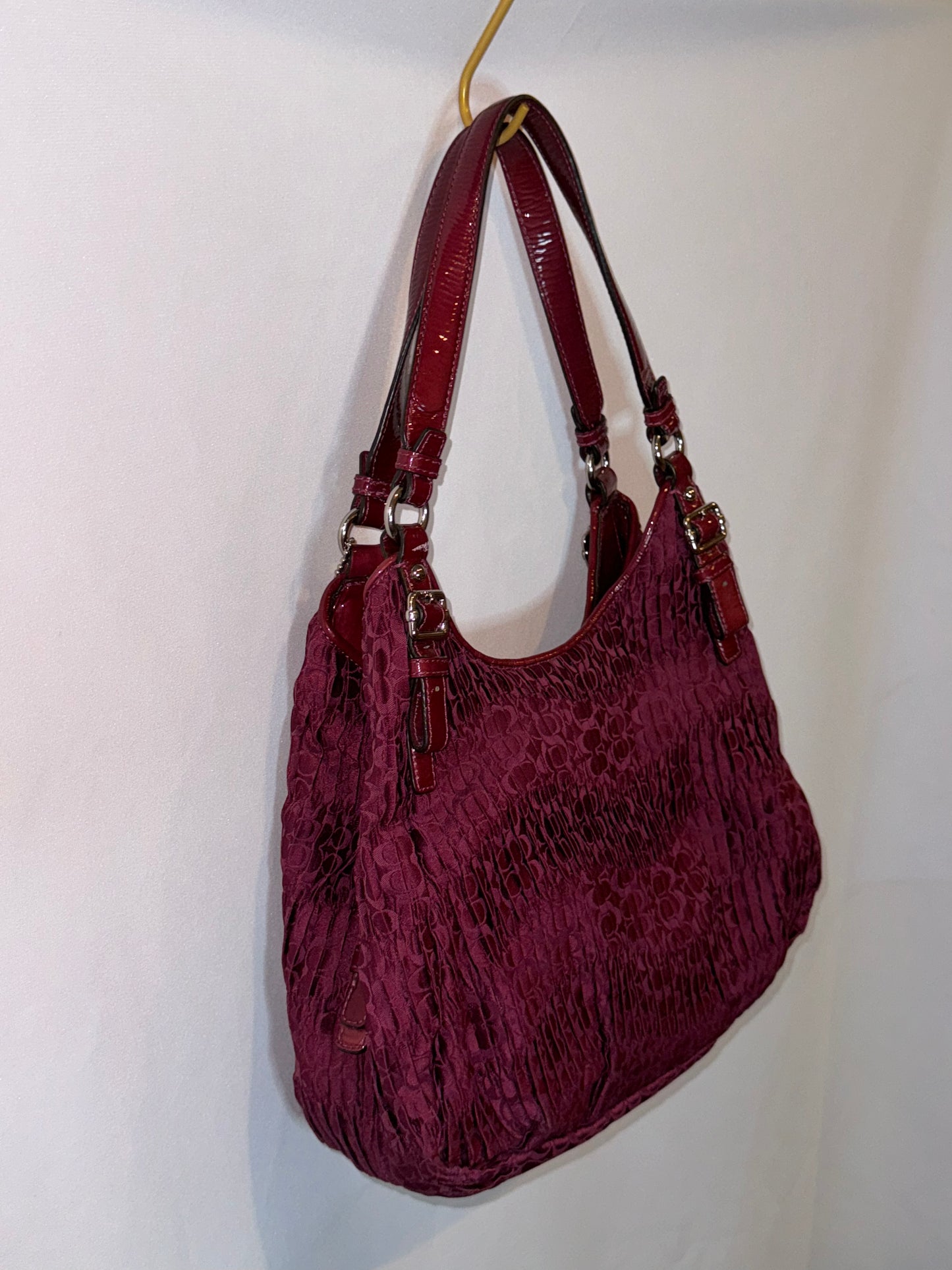 Vintage Y2K Burgundy Coach Monogram Hobo Bag