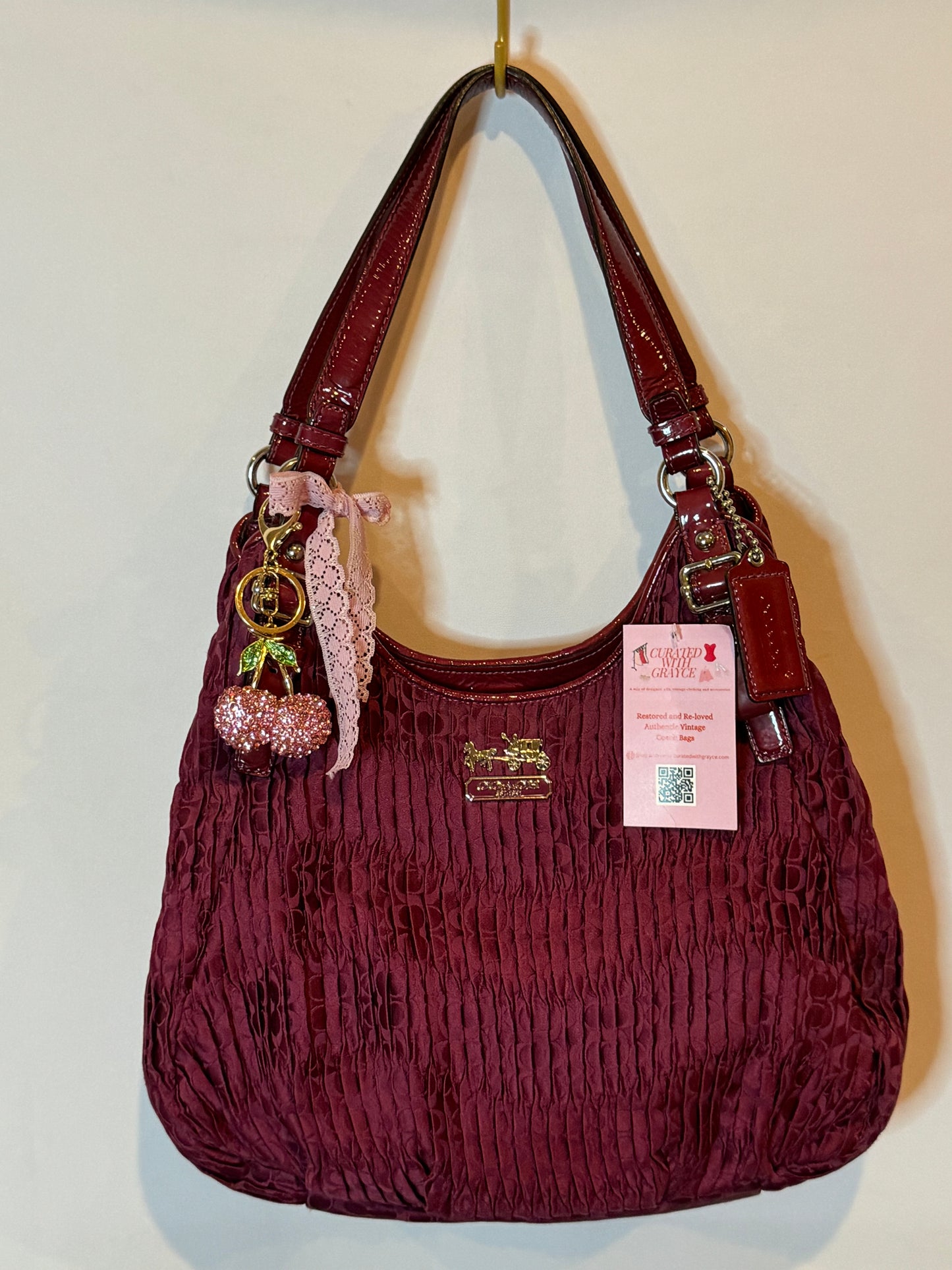 Vintage Y2K Burgundy Coach Monogram Hobo Bag