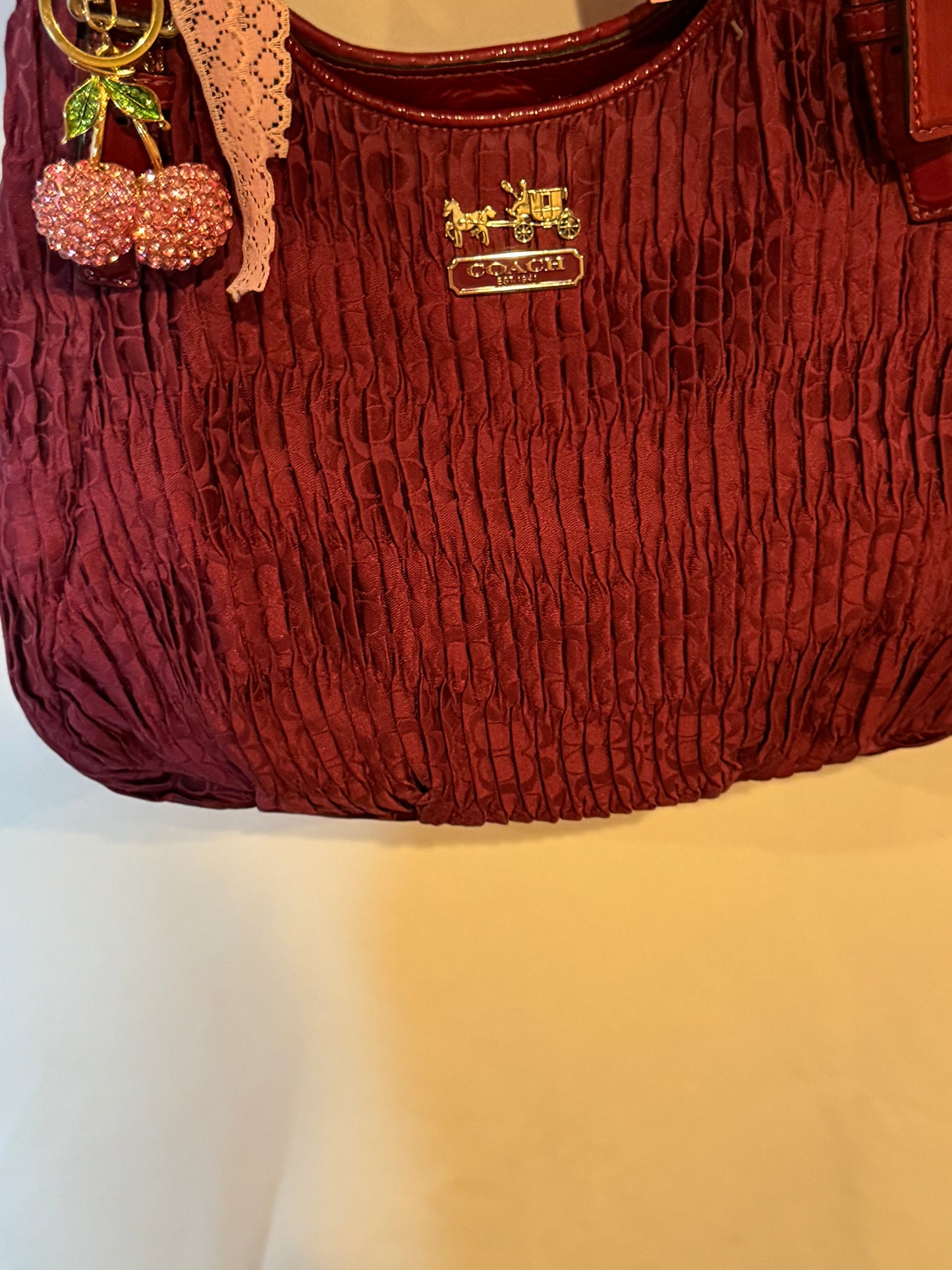 Vintage Y2K Burgundy Coach Monogram Hobo Bag