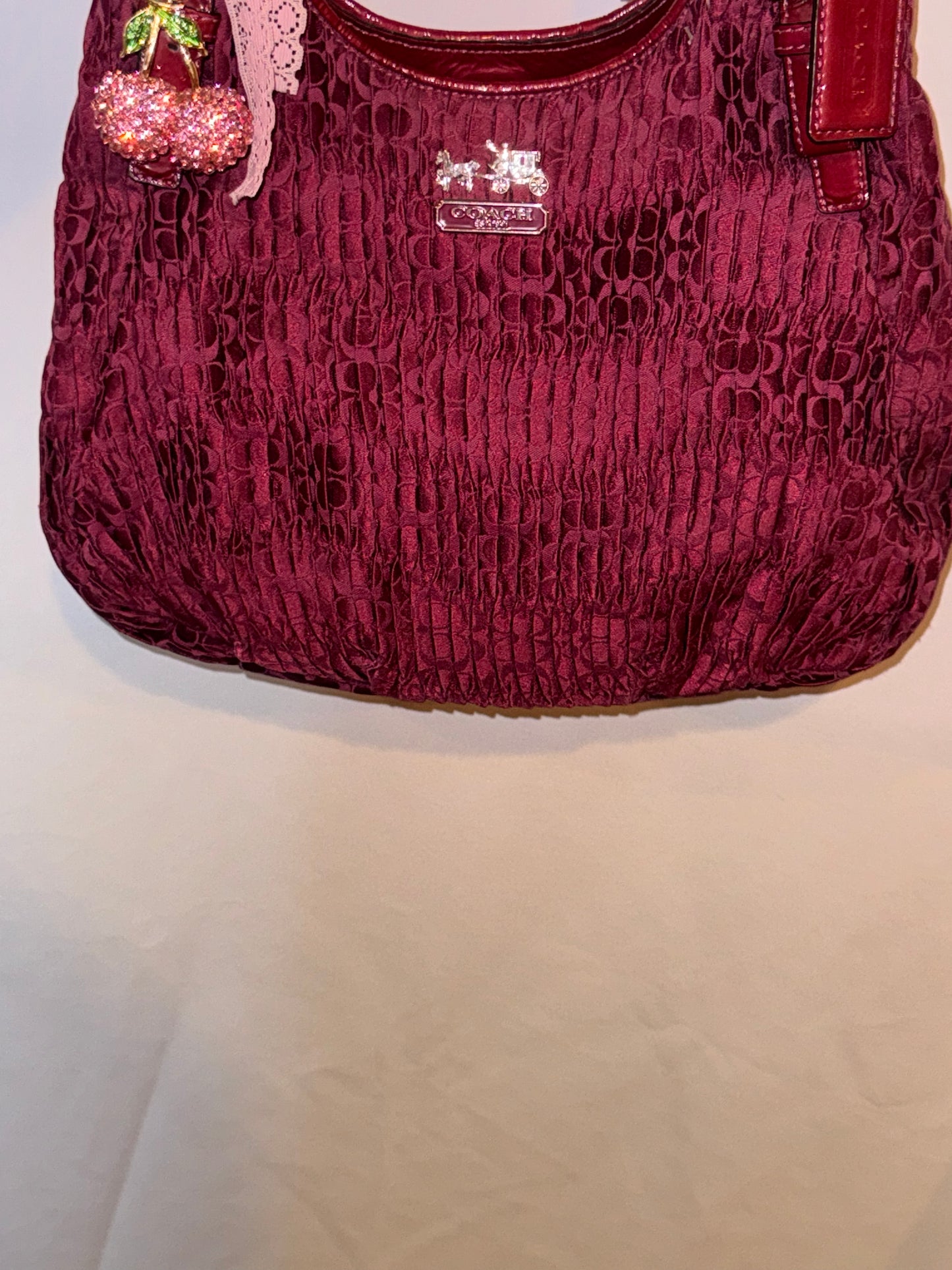 Vintage Y2K Burgundy Coach Monogram Hobo Bag