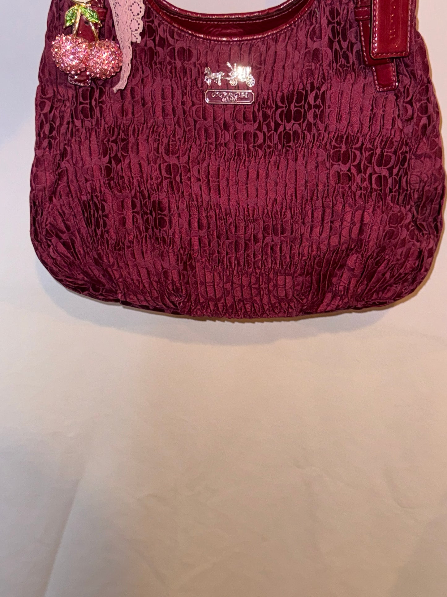 Vintage Y2K Burgundy Coach Monogram Hobo Bag