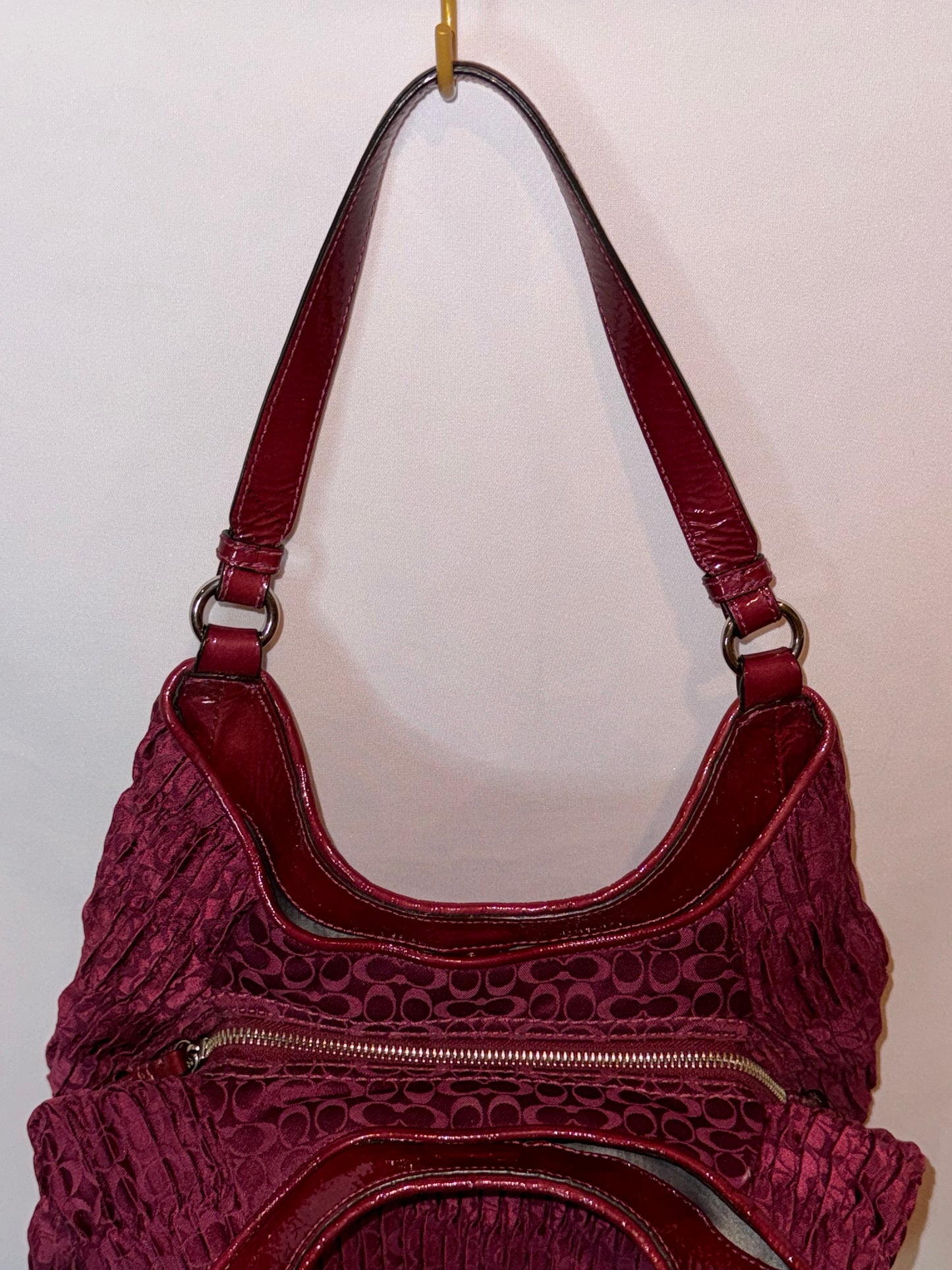 Vintage Y2K Burgundy Coach Monogram Hobo Bag