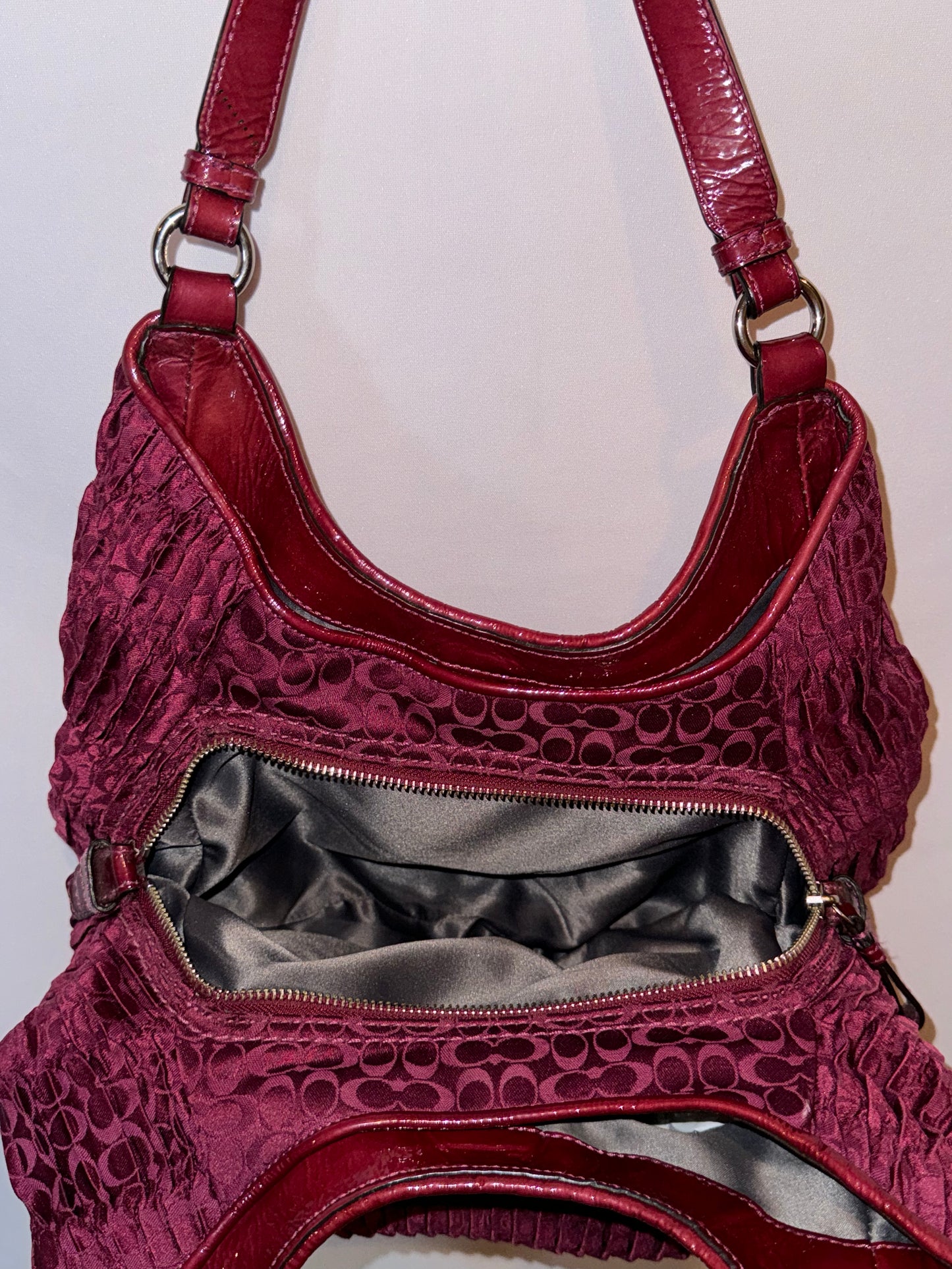 Vintage Y2K Burgundy Coach Monogram Hobo Bag