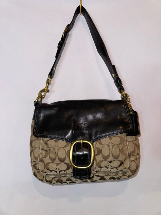 Vintage Y2K Coach Brown & Black Bleeker Shoulder Bag