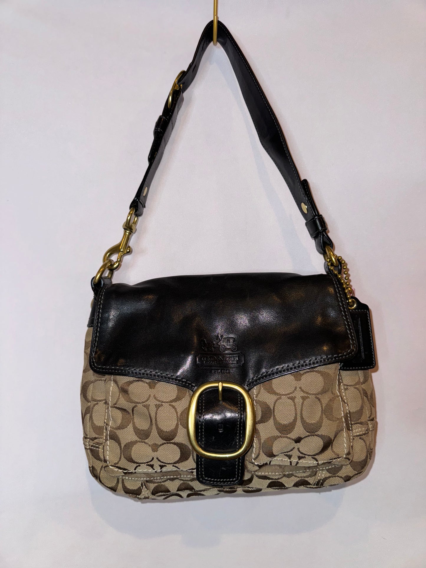 Vintage Y2K Coach Brown & Black Bleeker Shoulder Bag