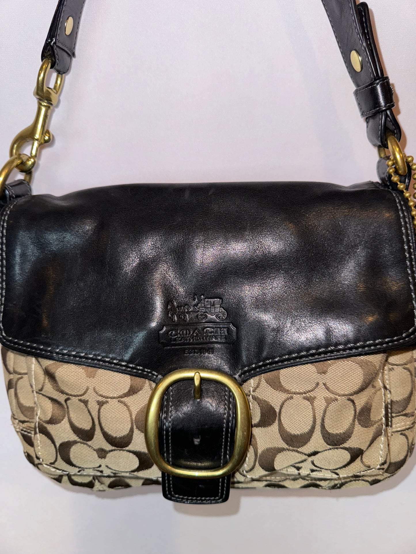 Vintage Y2K Coach Brown & Black Bleeker Shoulder Bag