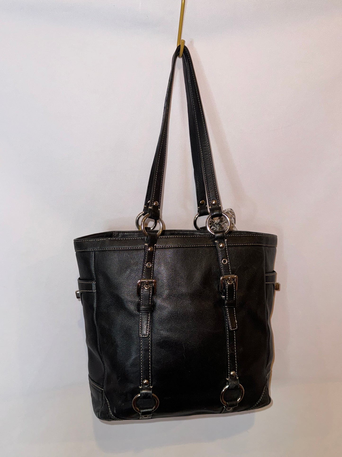 Vintage Y2K Coach Black Leather Tote Bag