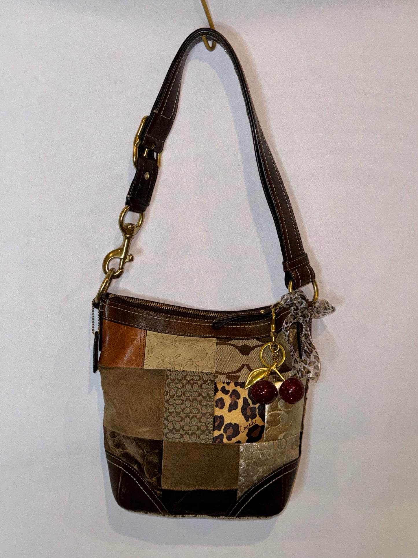 Vintage Y2K Coach Animal Print Patchwork Adjustable Bag