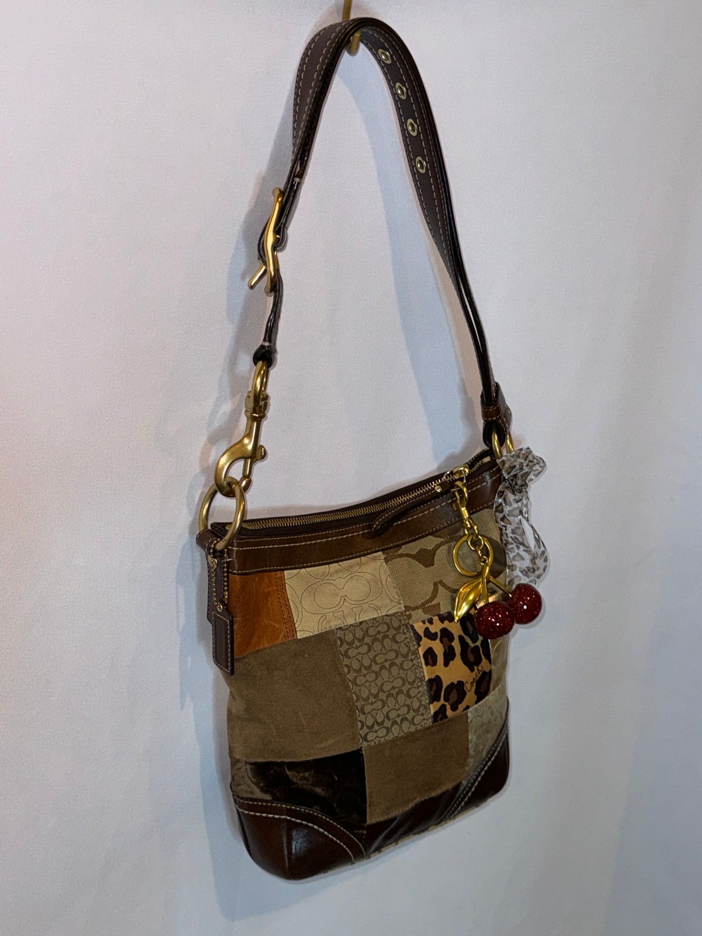 Vintage Y2K Coach Animal Print Patchwork Adjustable Bag