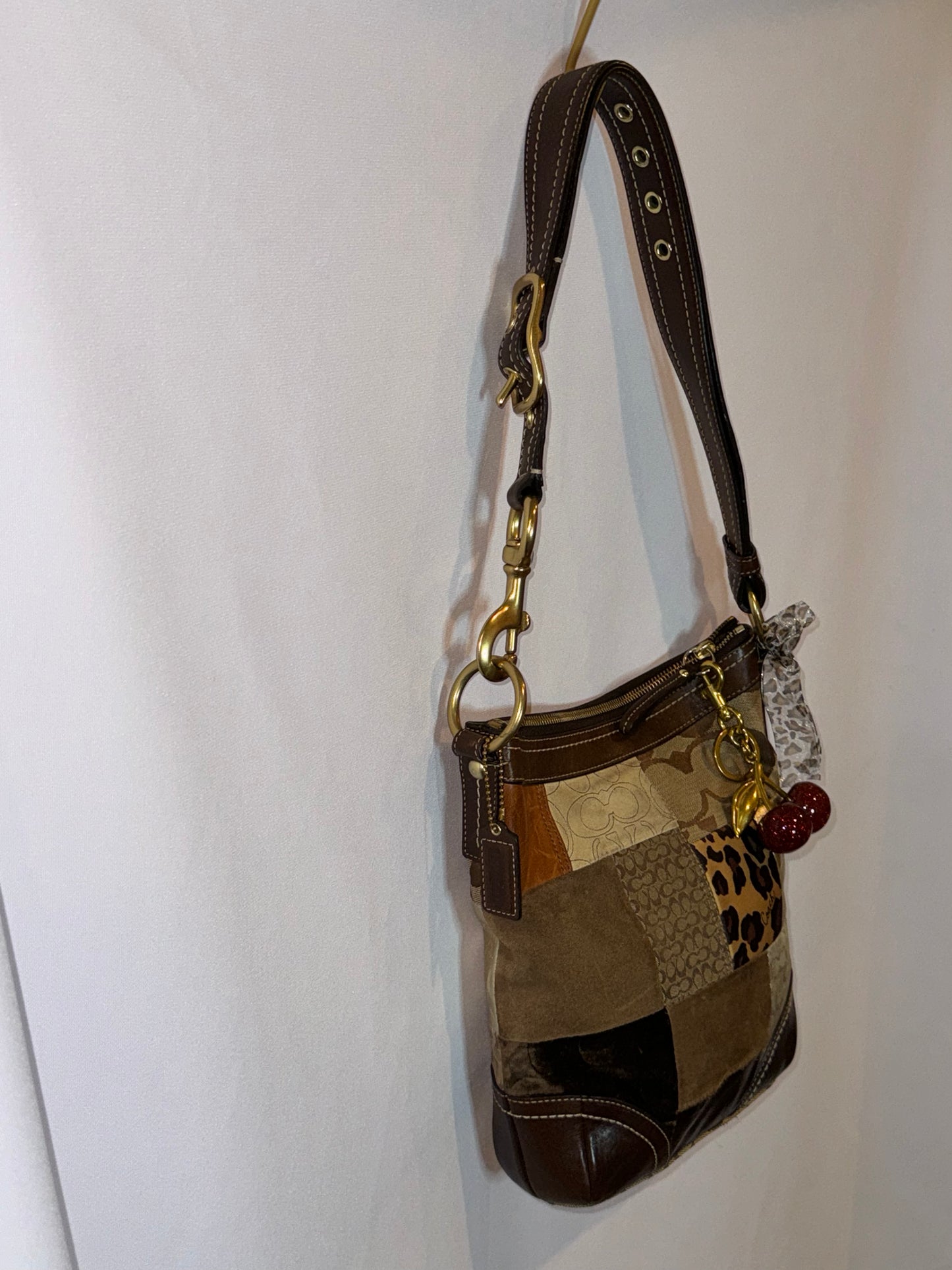 Vintage Y2K Coach Animal Print Patchwork Adjustable Bag