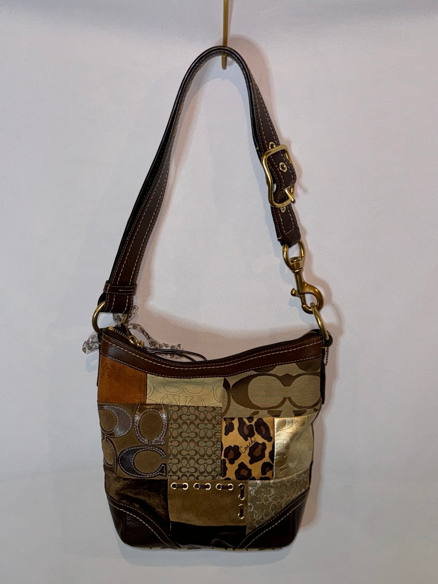 Vintage Y2K Coach Animal Print Patchwork Adjustable Bag