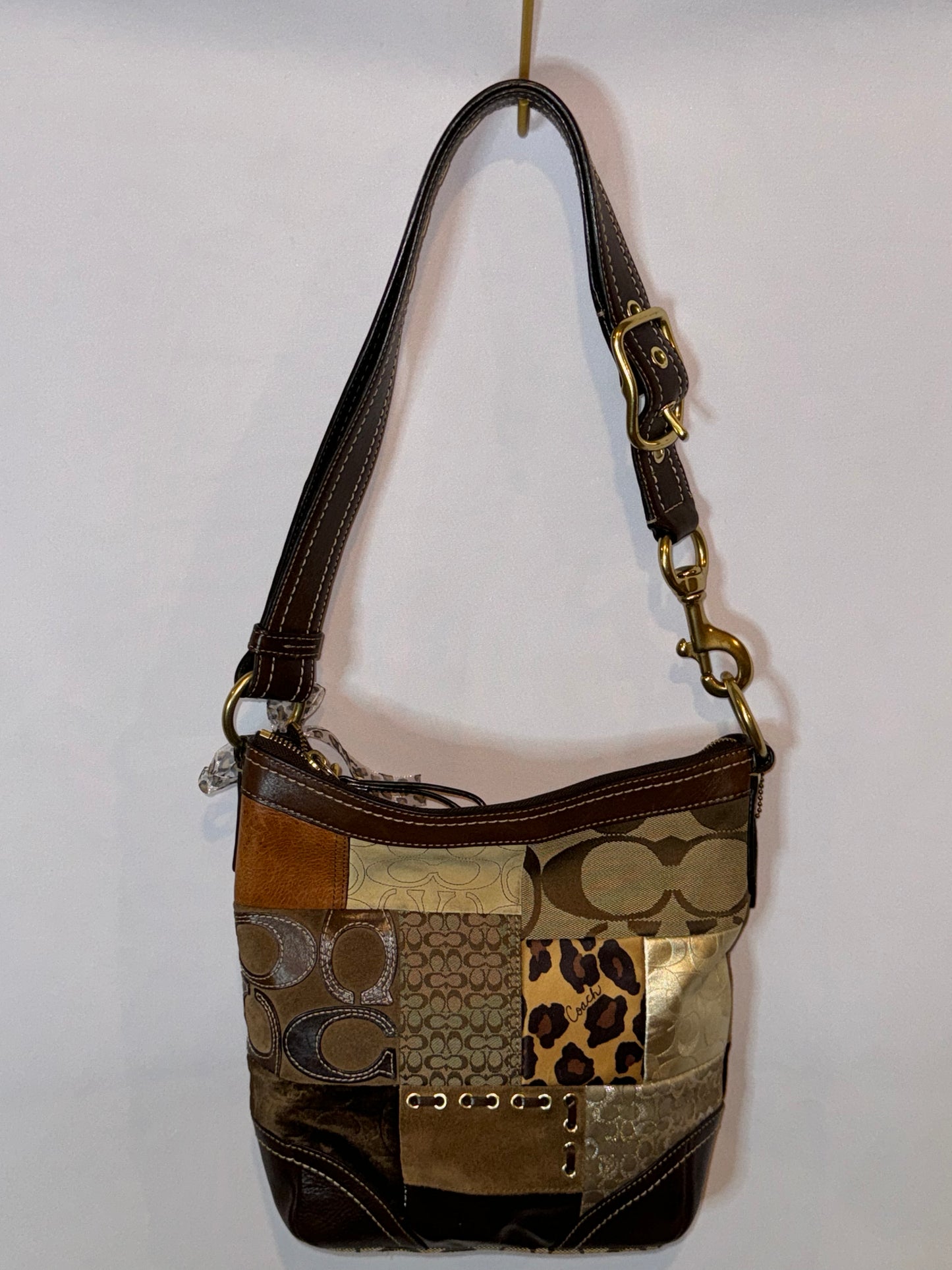 Vintage Y2K Coach Animal Print Patchwork Adjustable Bag