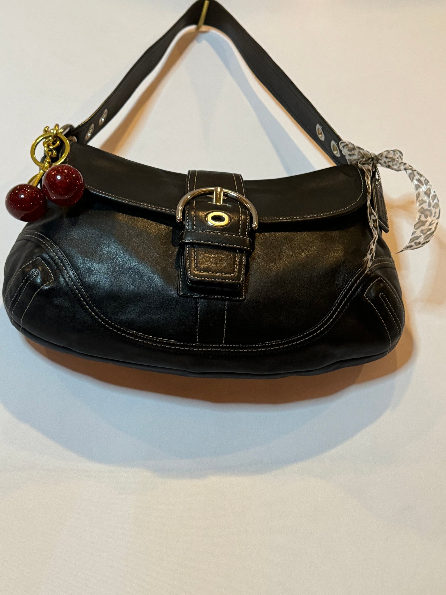 Vintage Y2K Black Coach Soho Flap Shoulder Bag