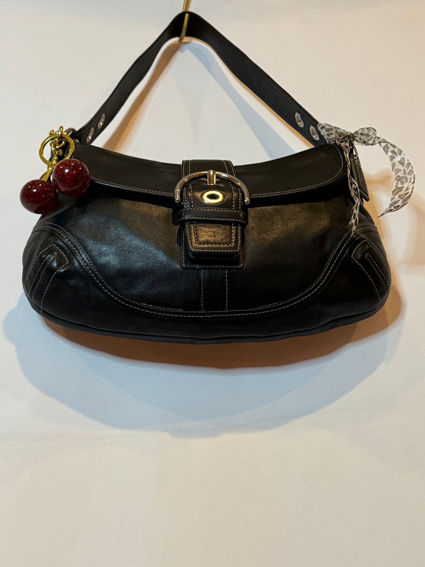 Vintage Y2K Black Coach Soho Flap Shoulder Bag