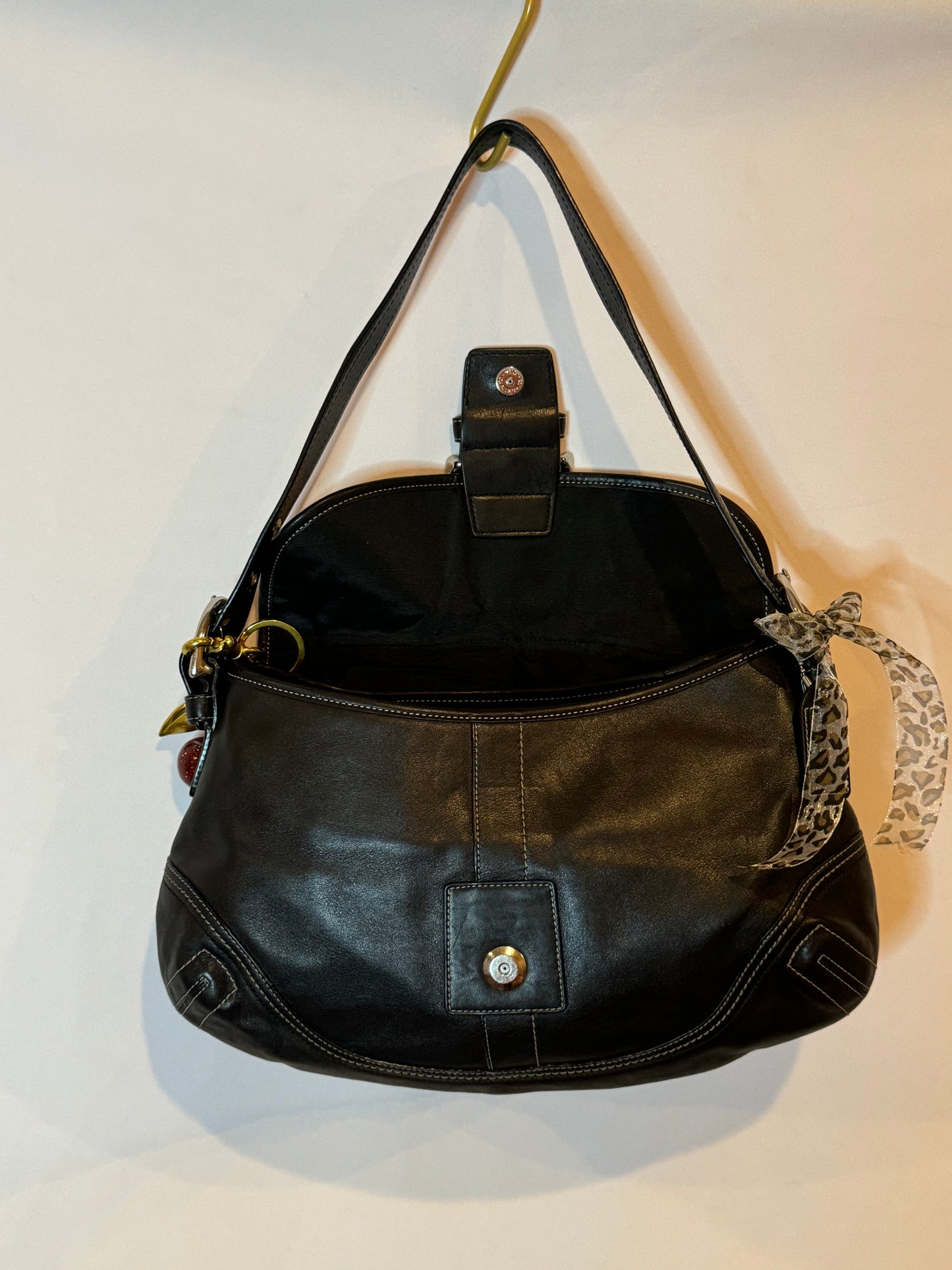 Vintage Y2K Black Coach Soho Flap Shoulder Bag