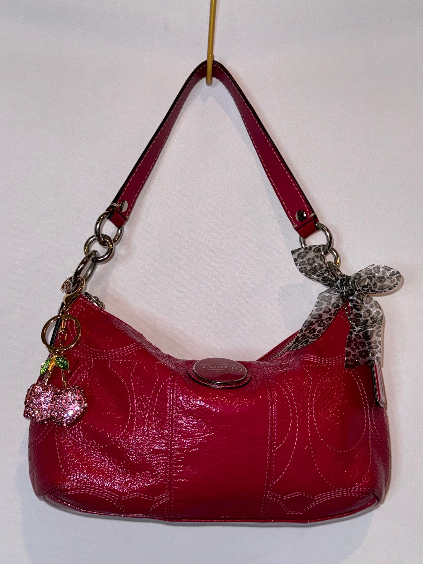 Vintage Y2K Coach Hot Pink Patent Leather Mini Shoulder Bag