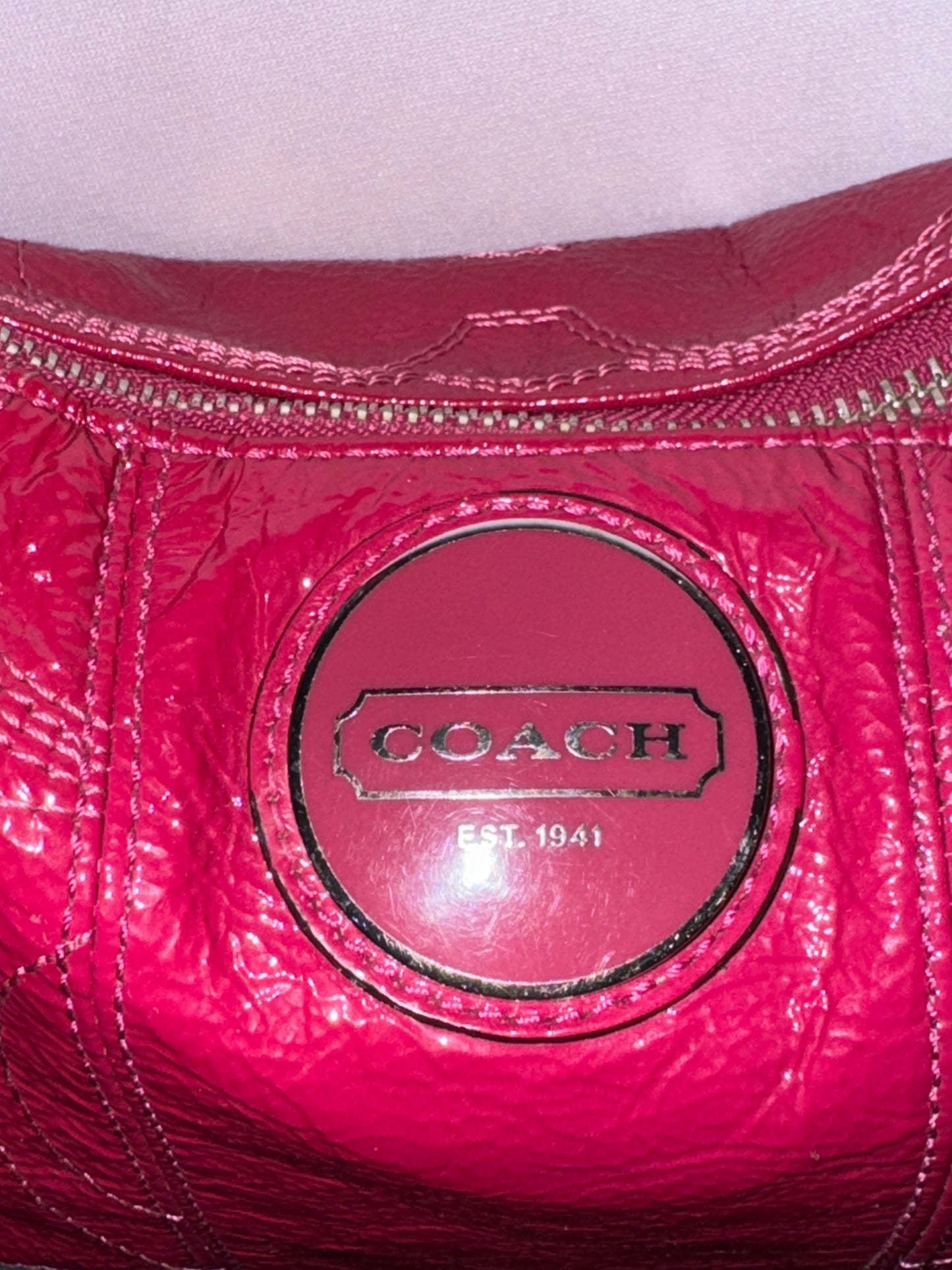 Vintage Y2K Coach Hot Pink Patent Leather Mini Shoulder Bag