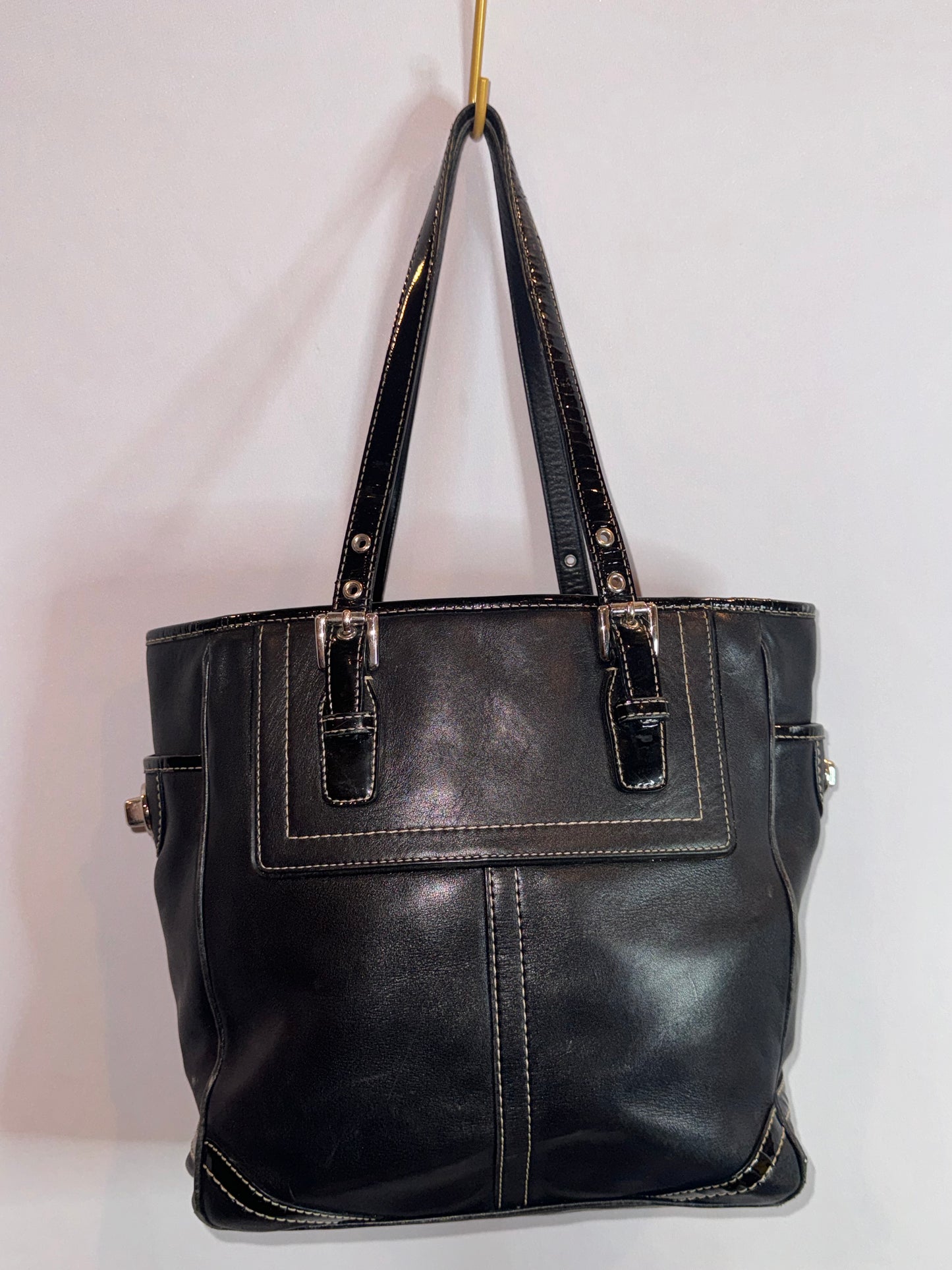 Vintage Y2K Coach Black Leather Coach Tote Bag