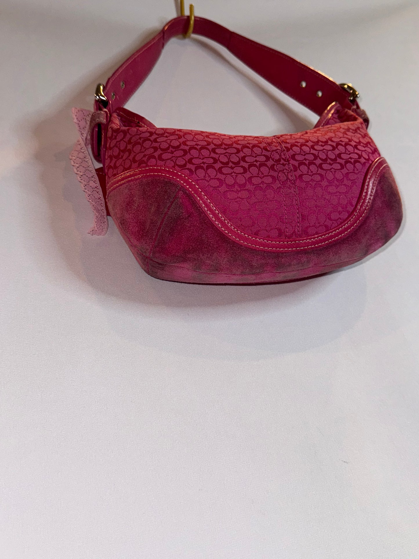 RARE Vintage Hot Pink Jacquard Coach Mini Shoulder Bag