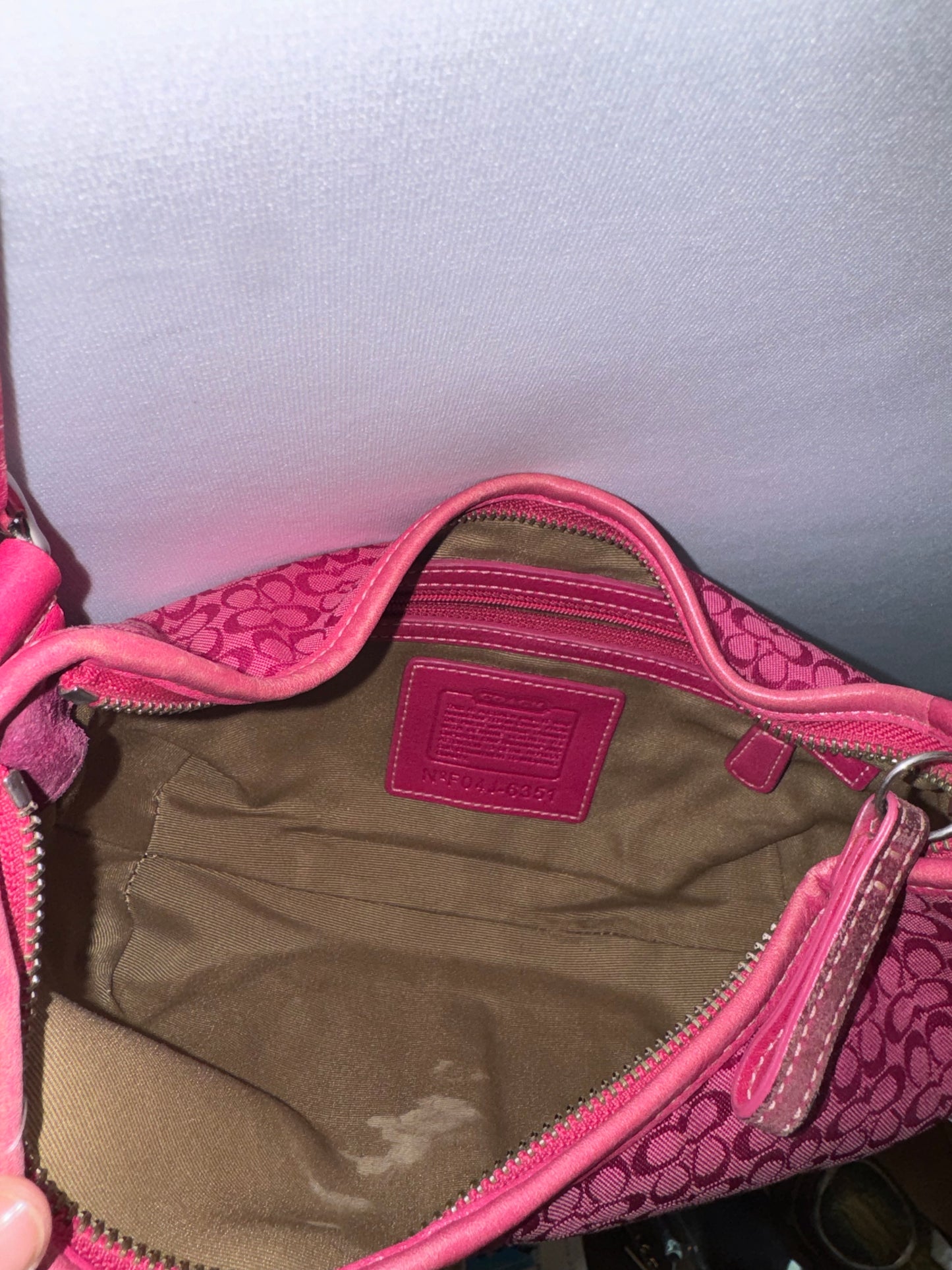 RARE Vintage Hot Pink Jacquard Coach Mini Shoulder Bag