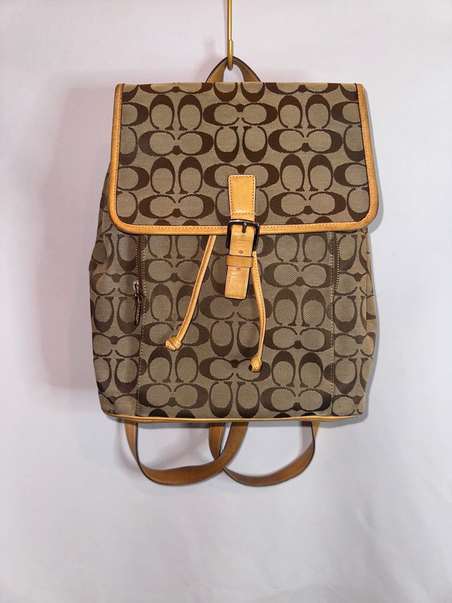 Vintage Y2K Coach Brown Monogram Backpack