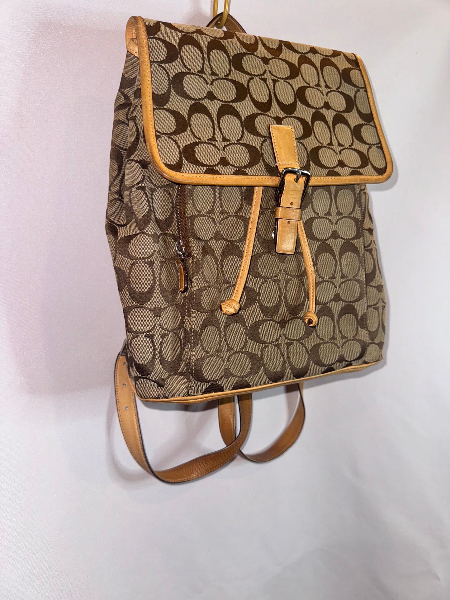 Vintage Y2K Coach Brown Monogram Backpack