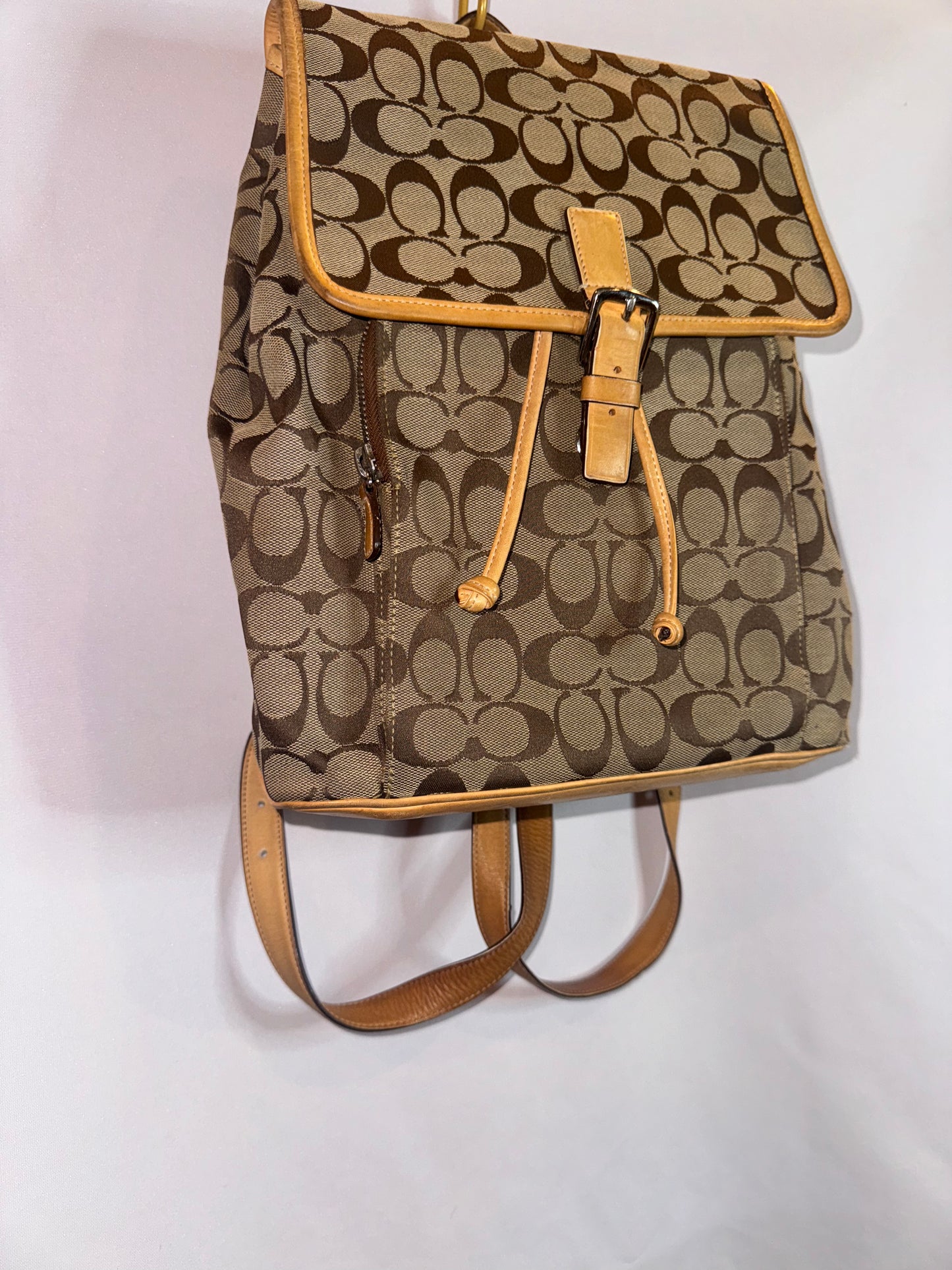 Vintage Y2K Coach Brown Monogram Backpack