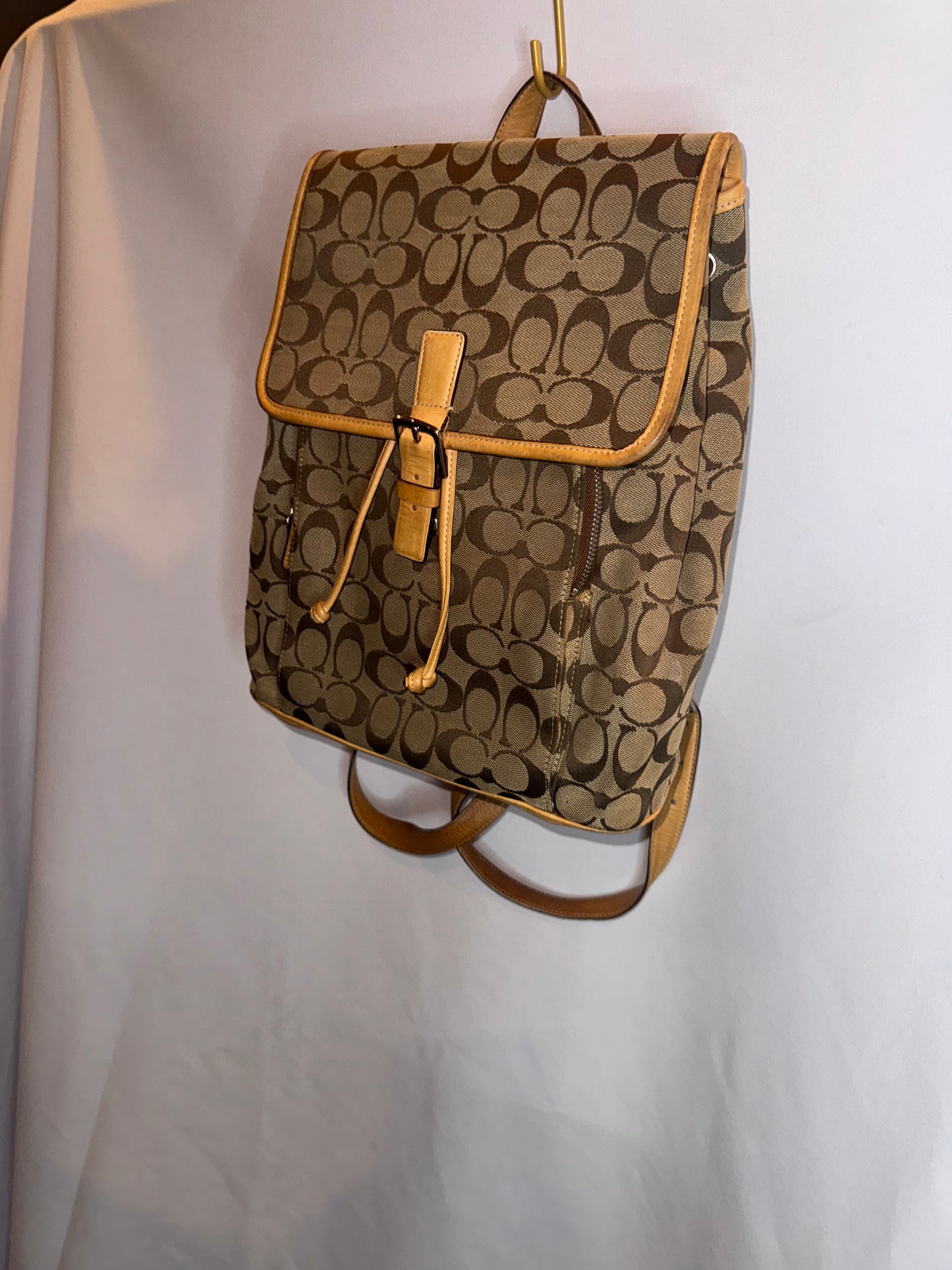 Vintage Y2K Coach Brown Monogram Backpack