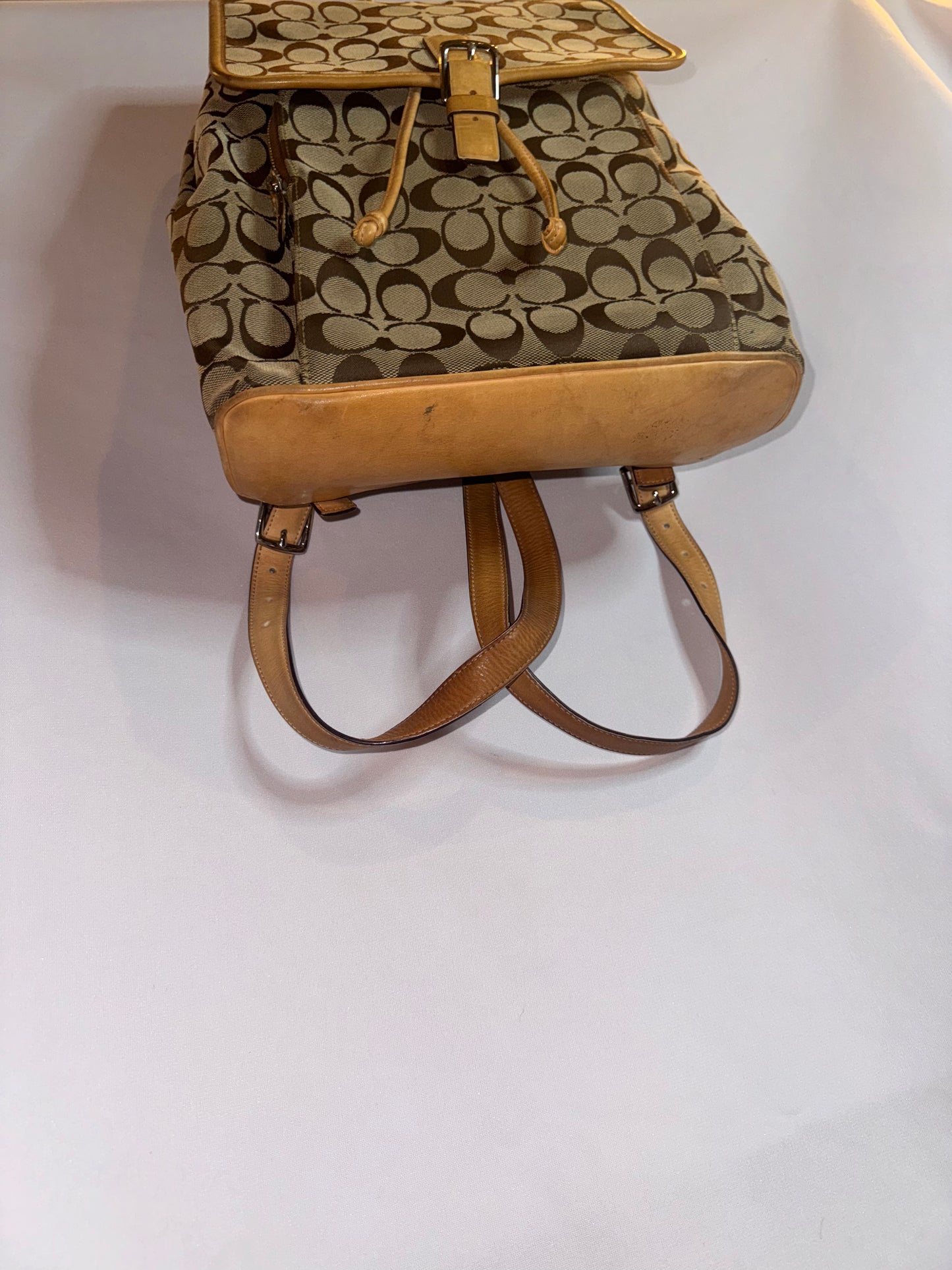 Vintage Y2K Coach Brown Monogram Backpack